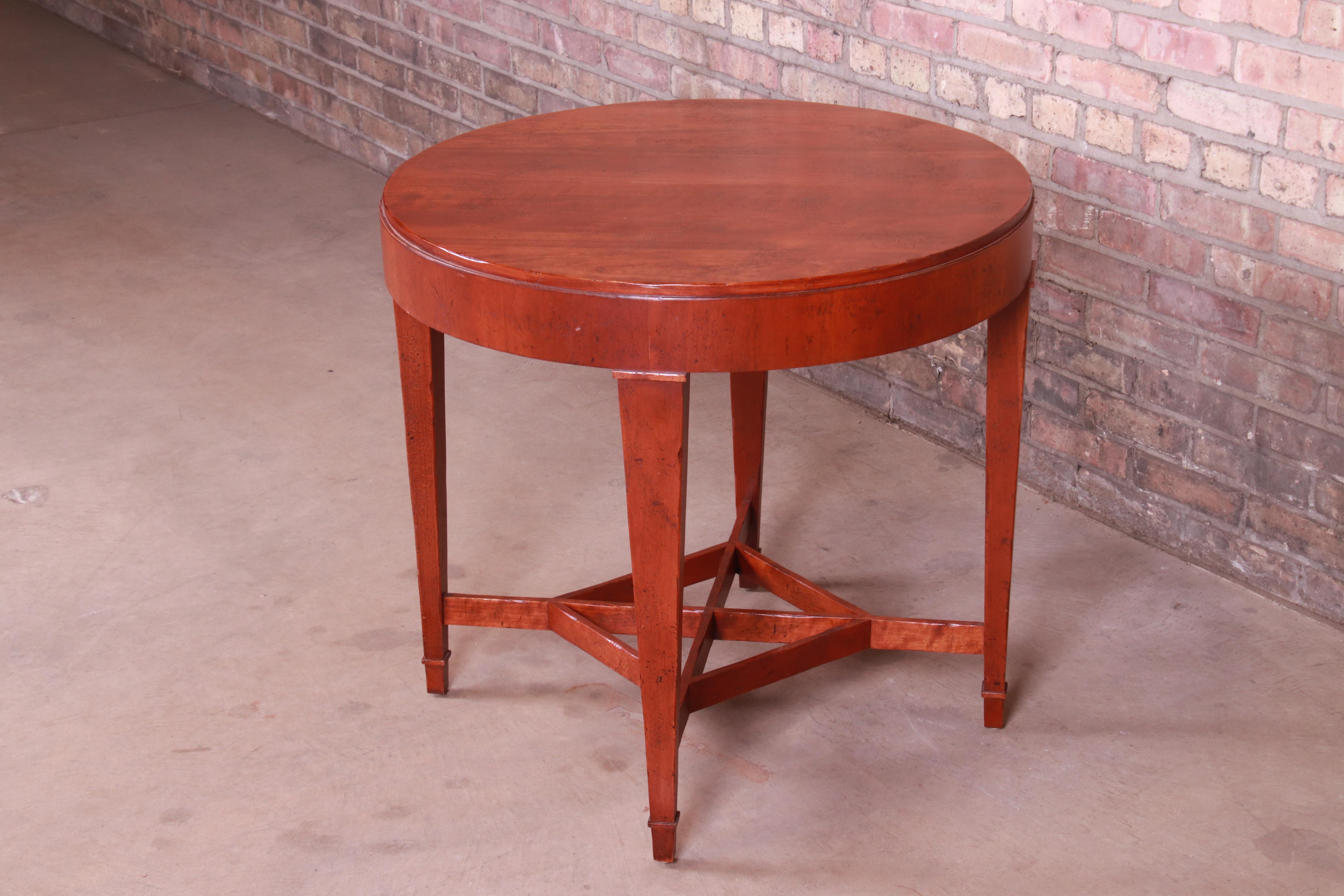 American Colonial Baker Furniture Milling Road Carved Cherrywood Tea Table or Occasional Table