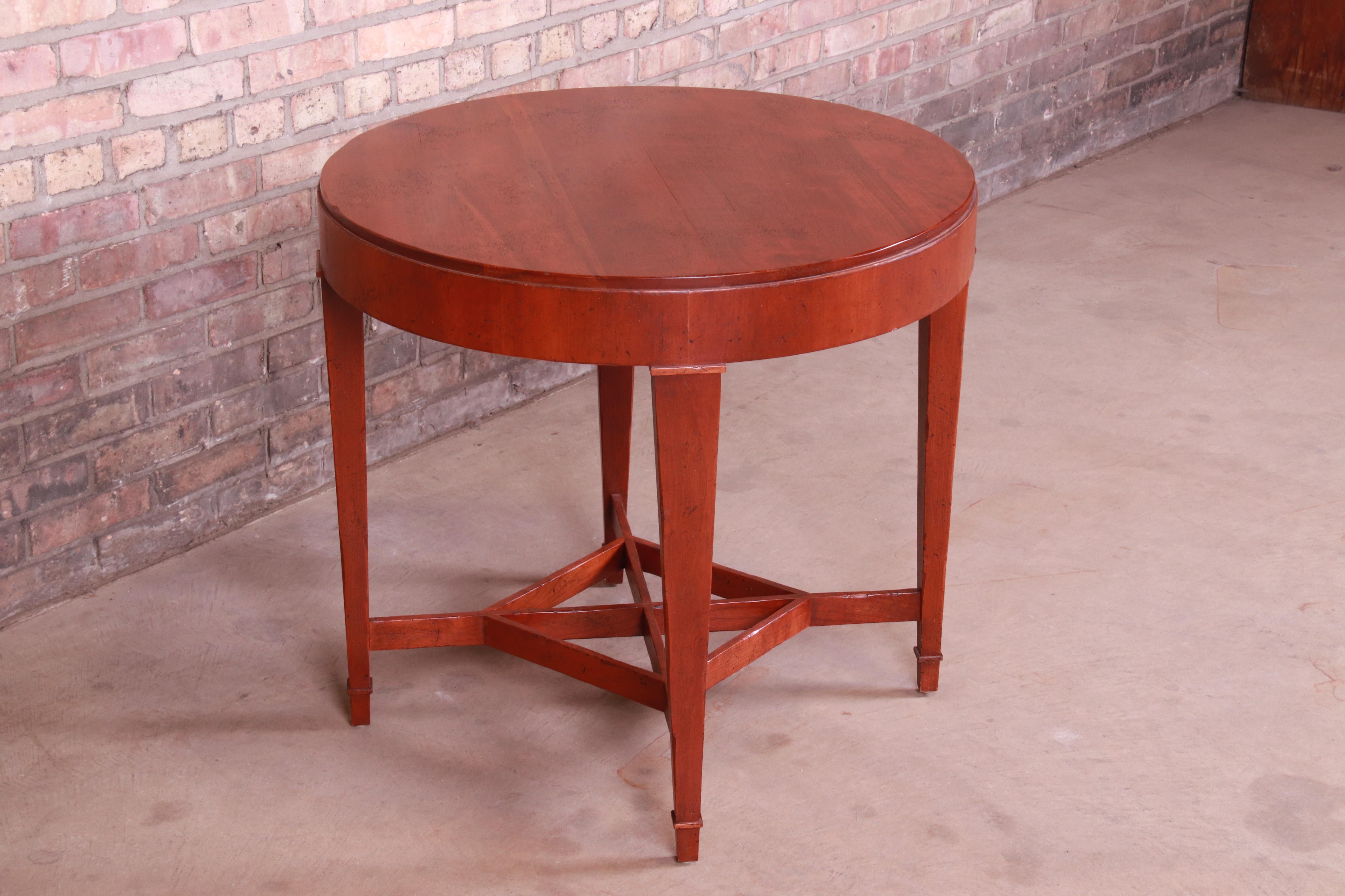 Baker Furniture Milling Road Carved Cherrywood Tea Table or Occasional Table In Good Condition In South Bend, IN