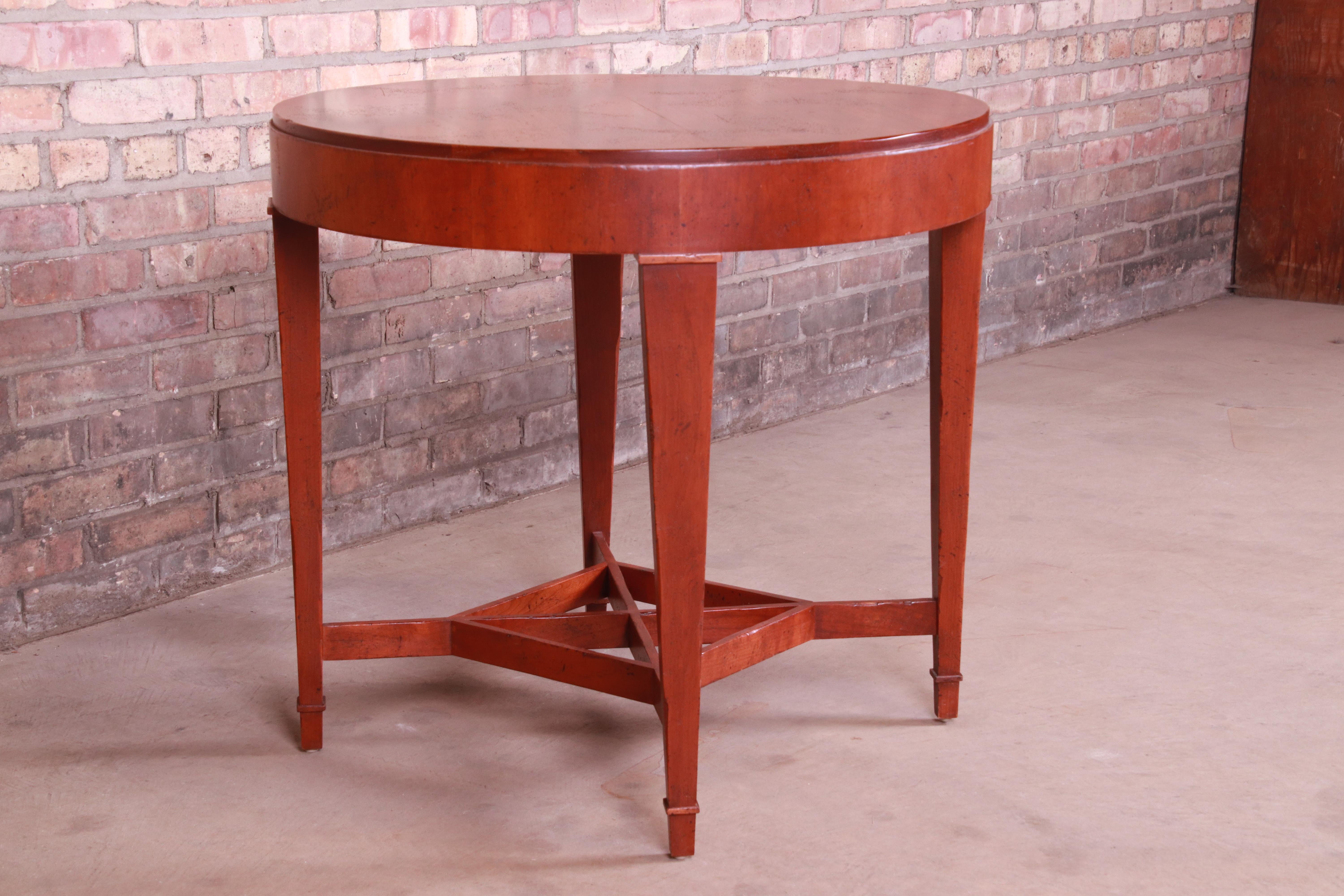 20th Century Baker Furniture Milling Road Carved Cherrywood Tea Table or Occasional Table
