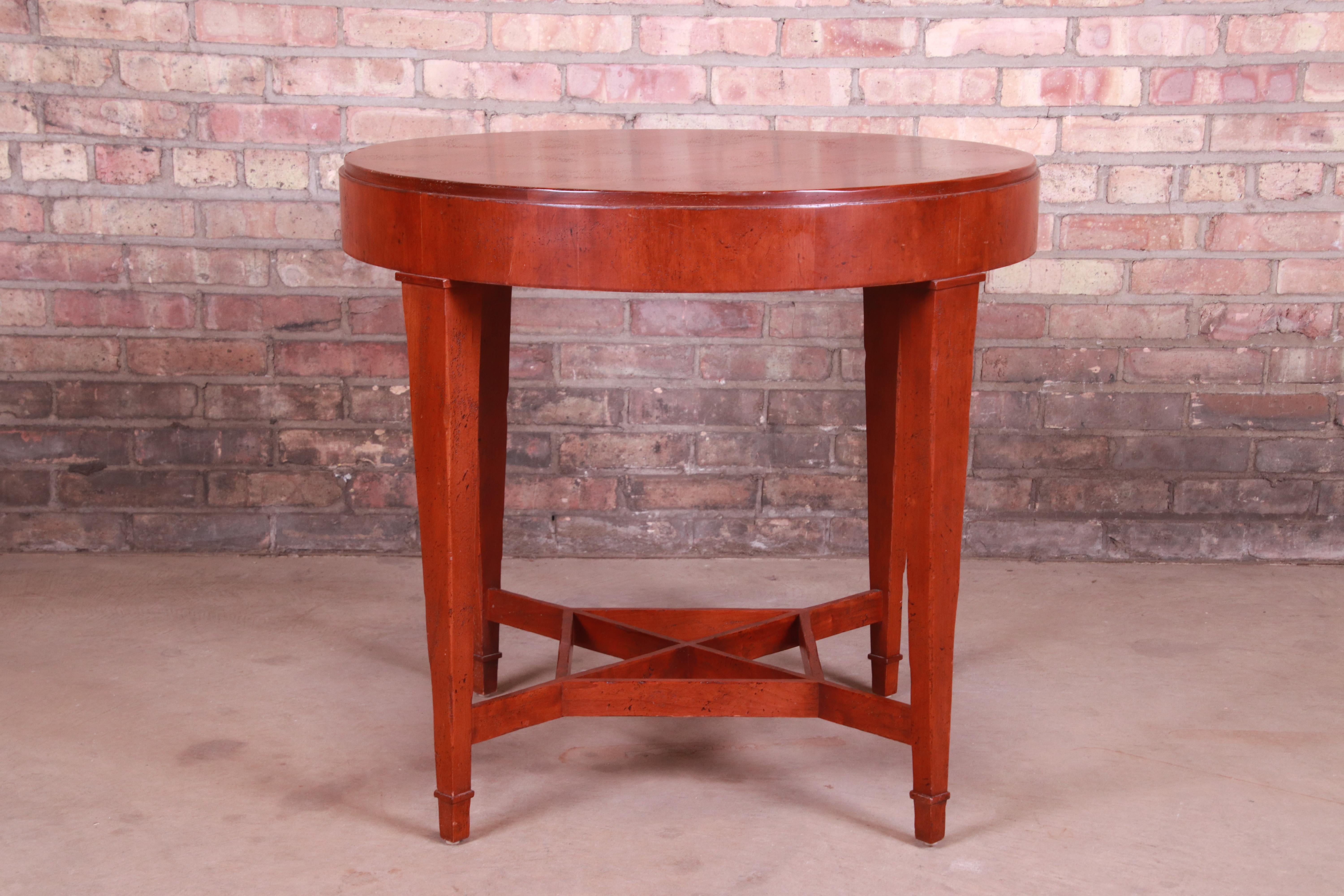 Baker Furniture Milling Road Carved Cherrywood Tea Table or Occasional Table 3