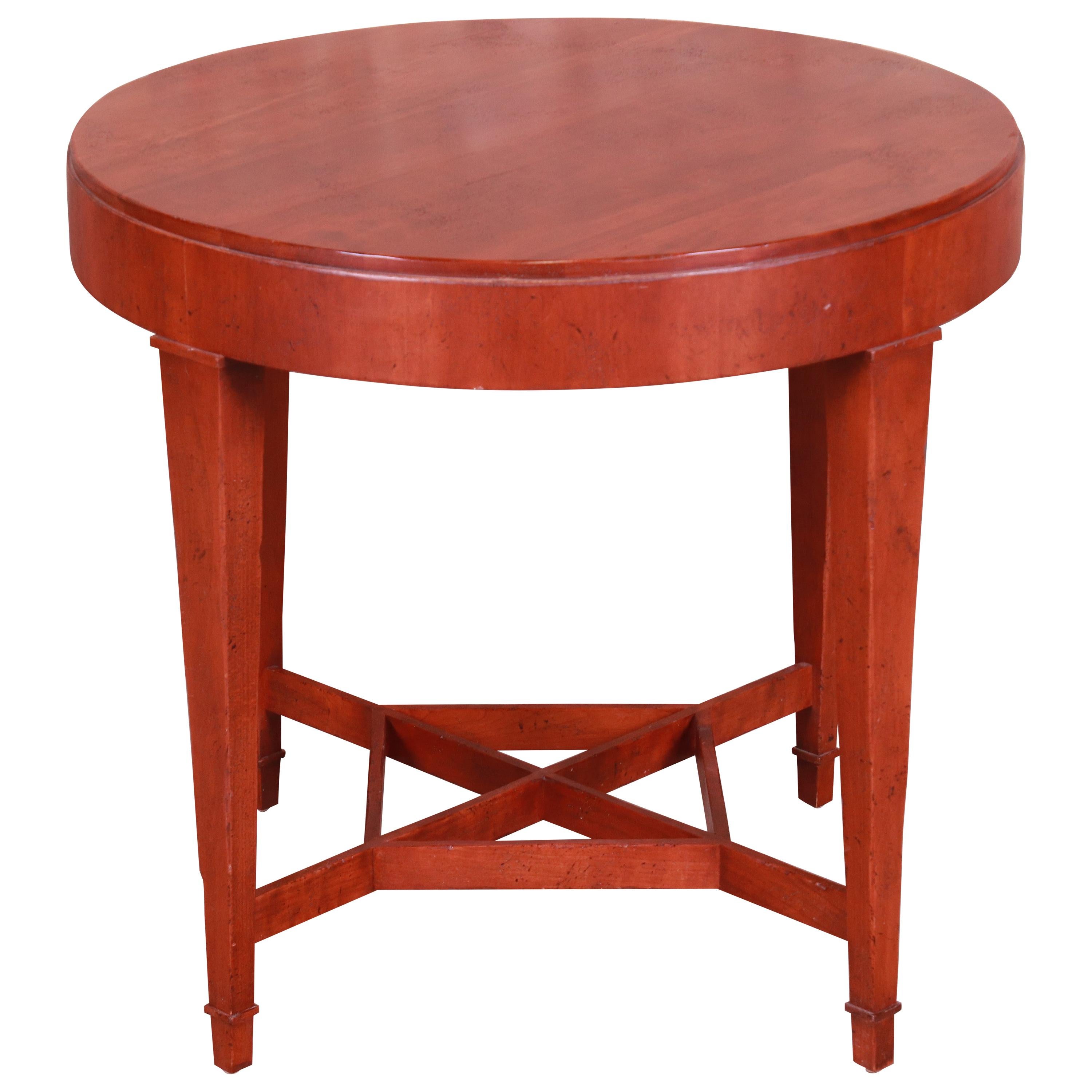Baker Furniture Milling Road Carved Cherrywood Tea Table or Occasional Table