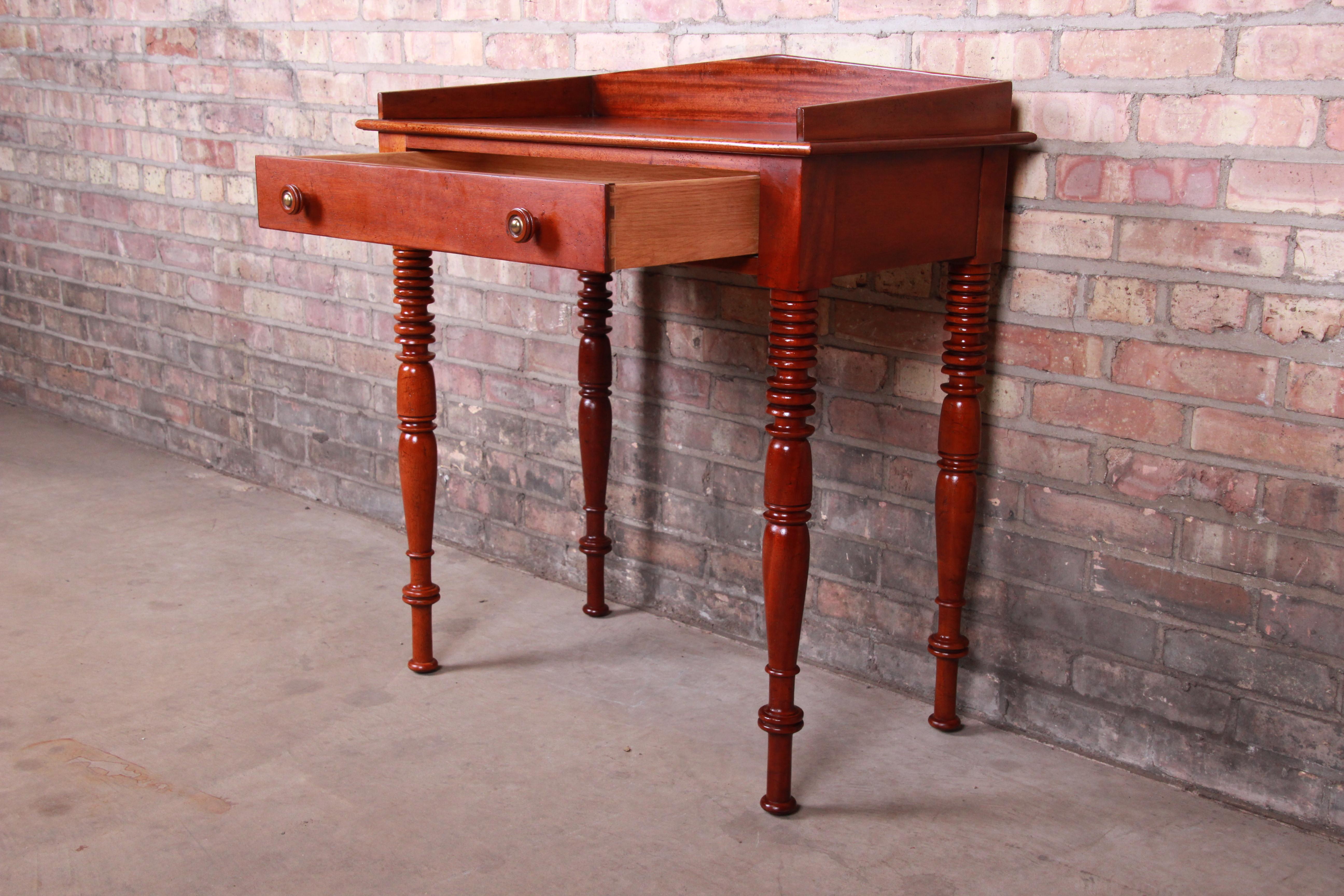 Baker Furniture Milling Road Carved Mahogany Small Writing Desk or Entry Table 2