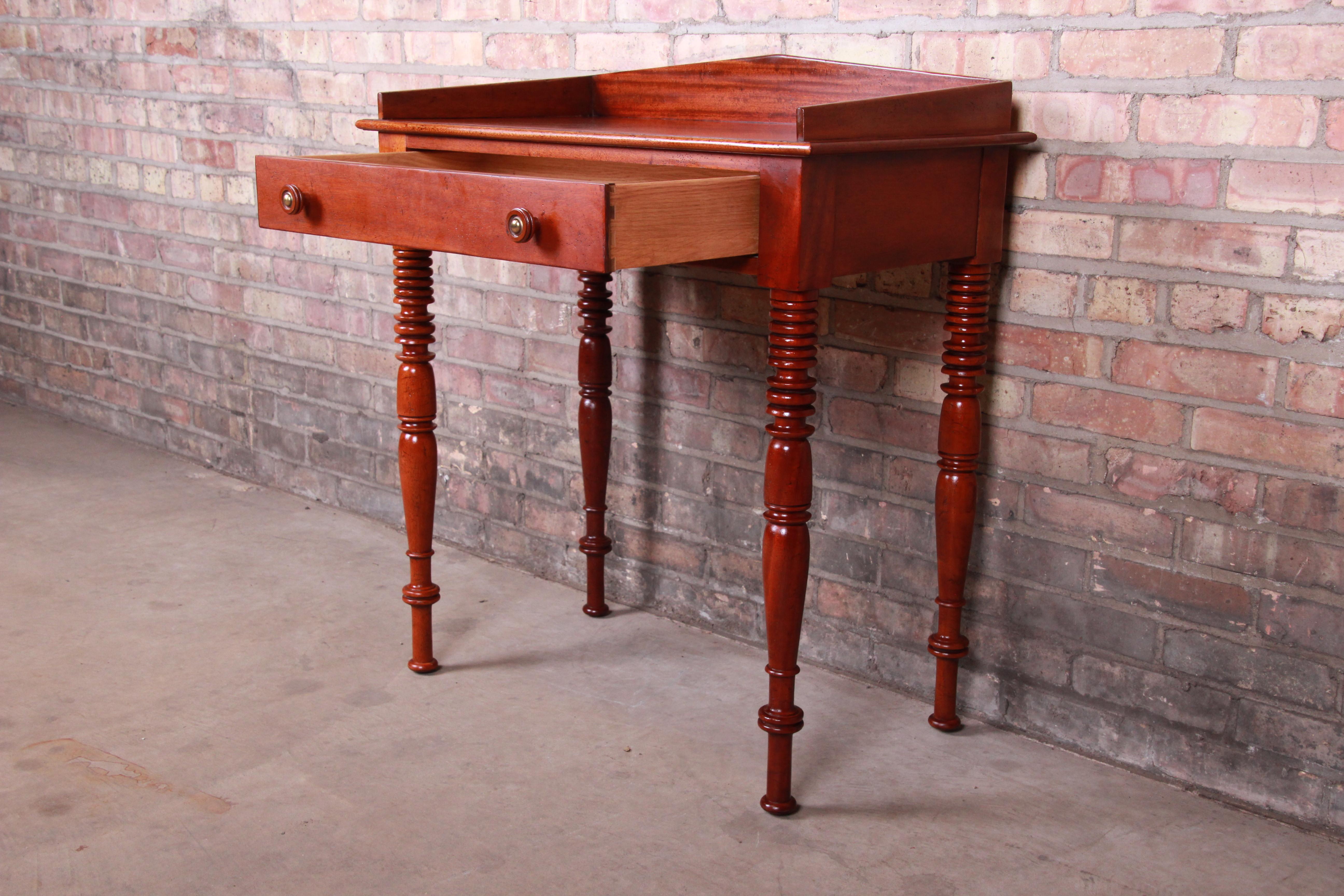 Baker Furniture Milling Road Carved Mahogany Small Writing Desk or Entry Table 1