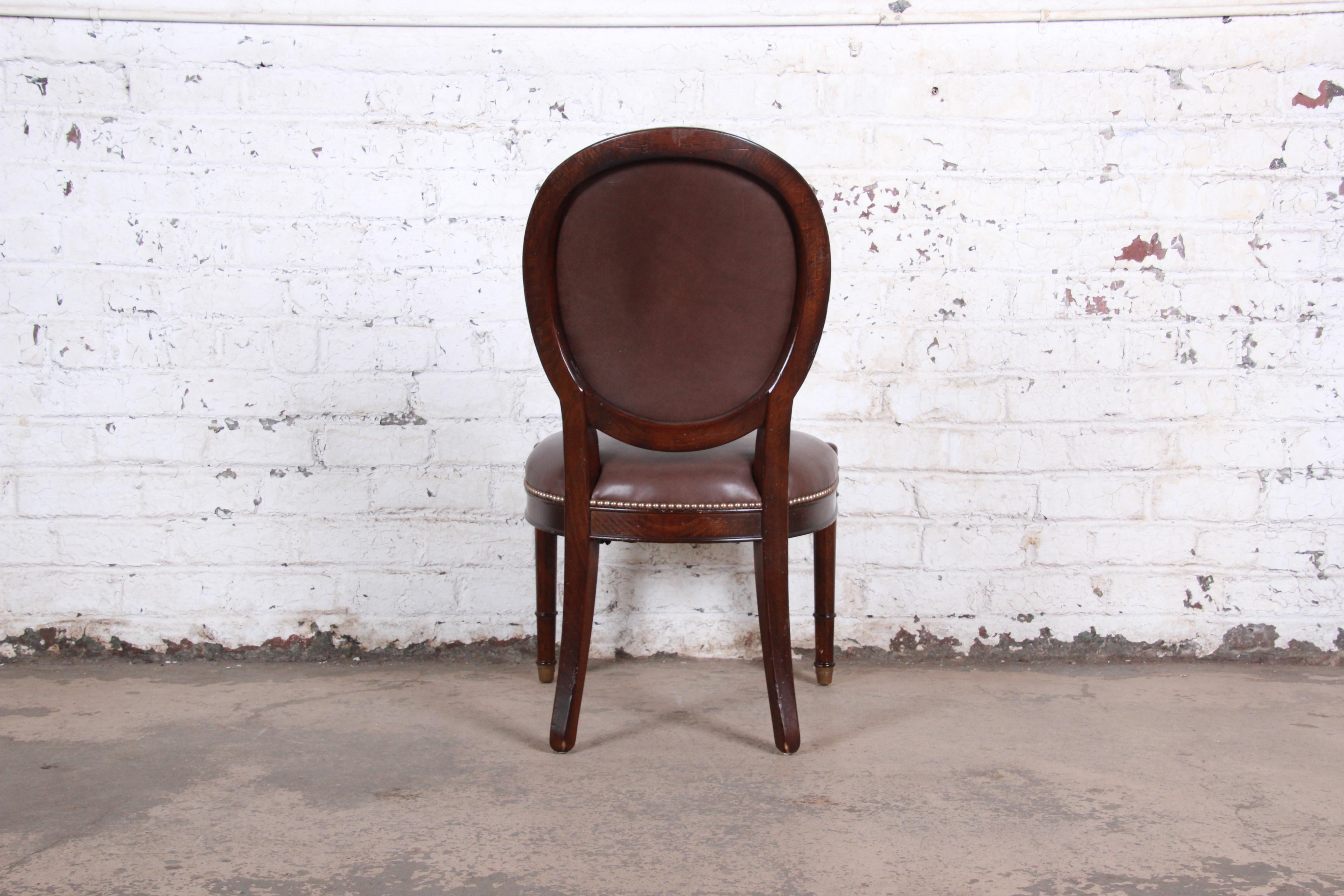 Baker Furniture Milling Road Collection Studded Leather Balloon Back Side Chair 6