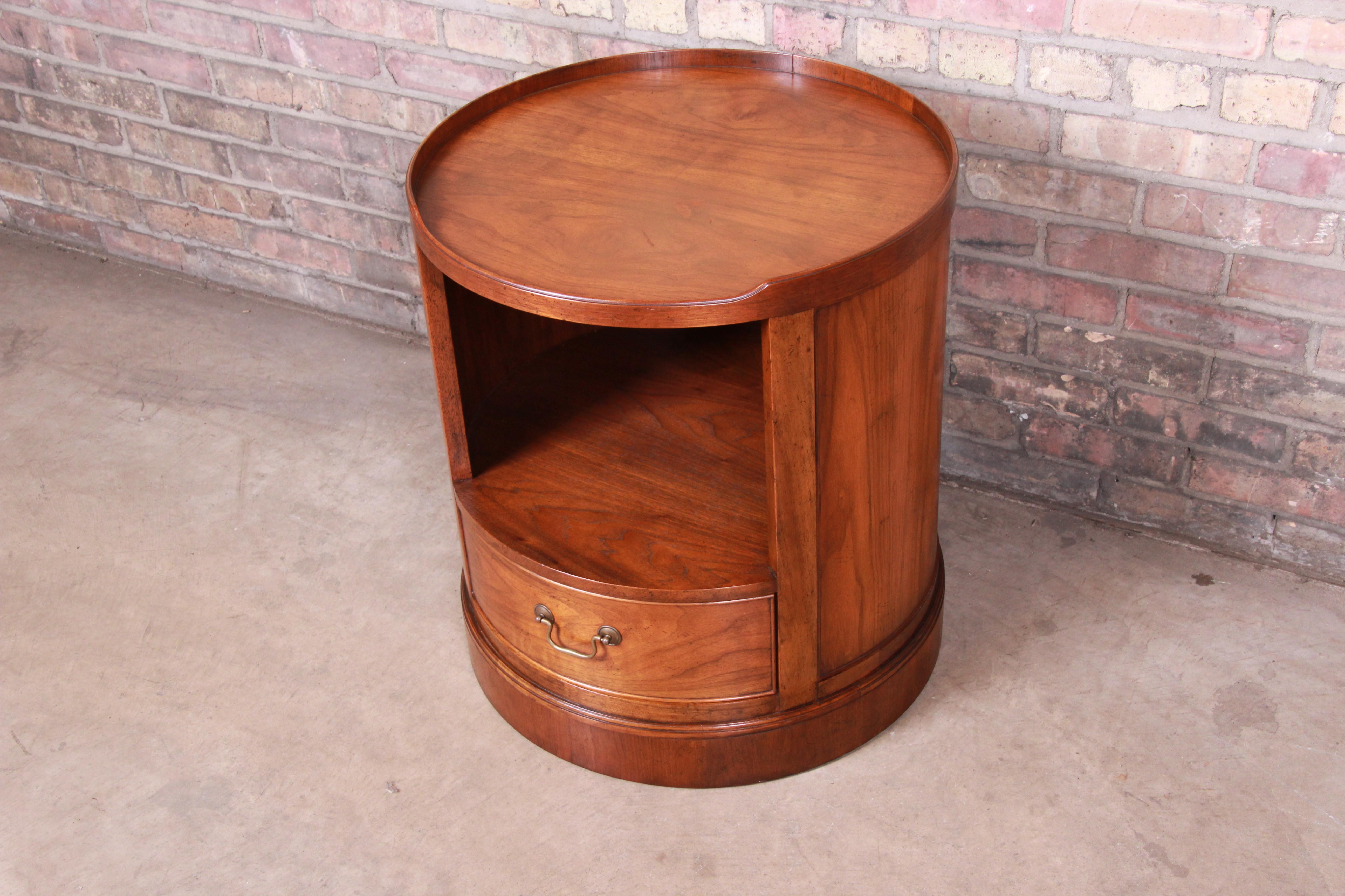 Baker Furniture Milling Road Collection Walnut Nightstand or Side Table In Good Condition In South Bend, IN