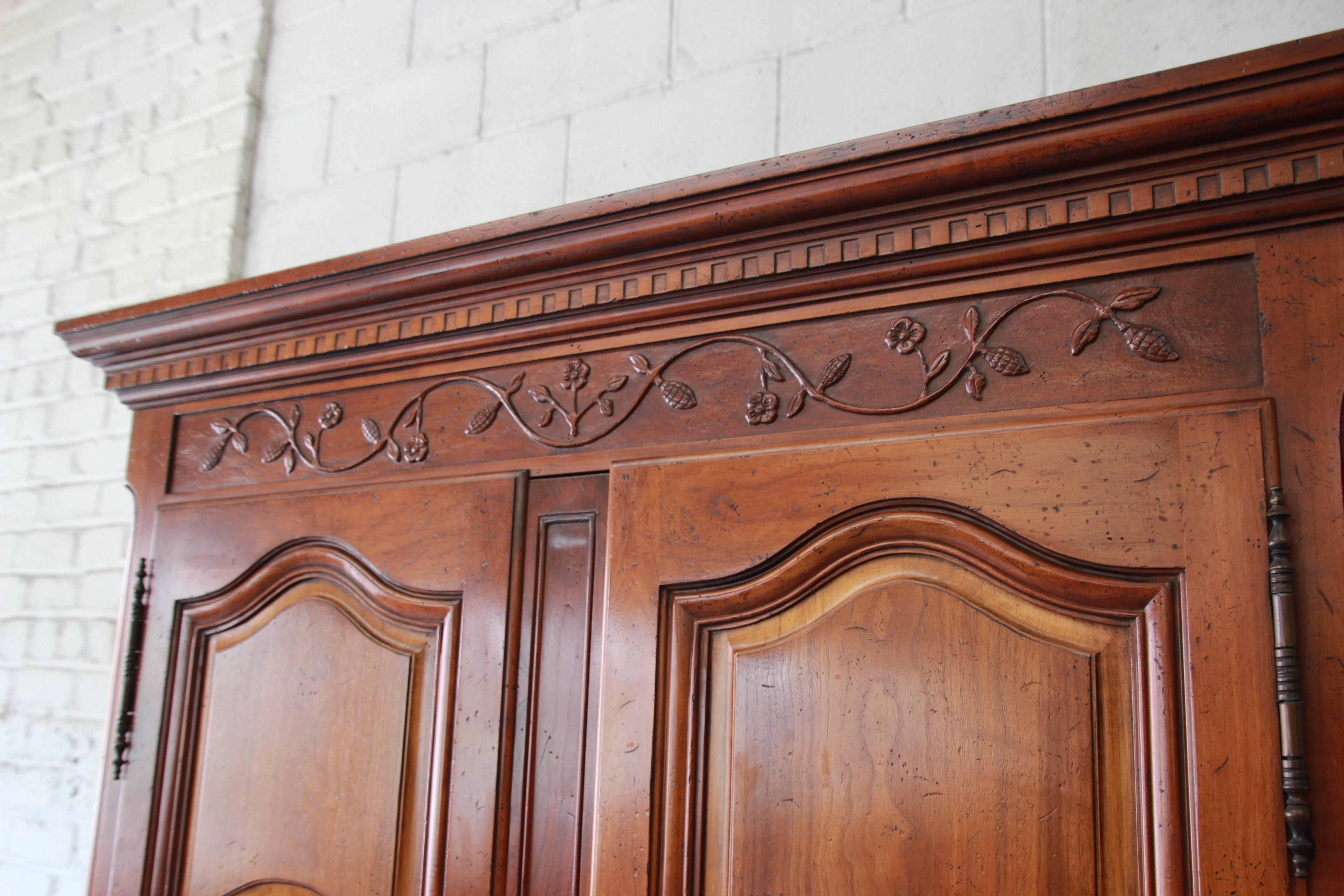 French Provincial Baker Furniture Milling Road Country French Cherry Wood Armoire Dresser
