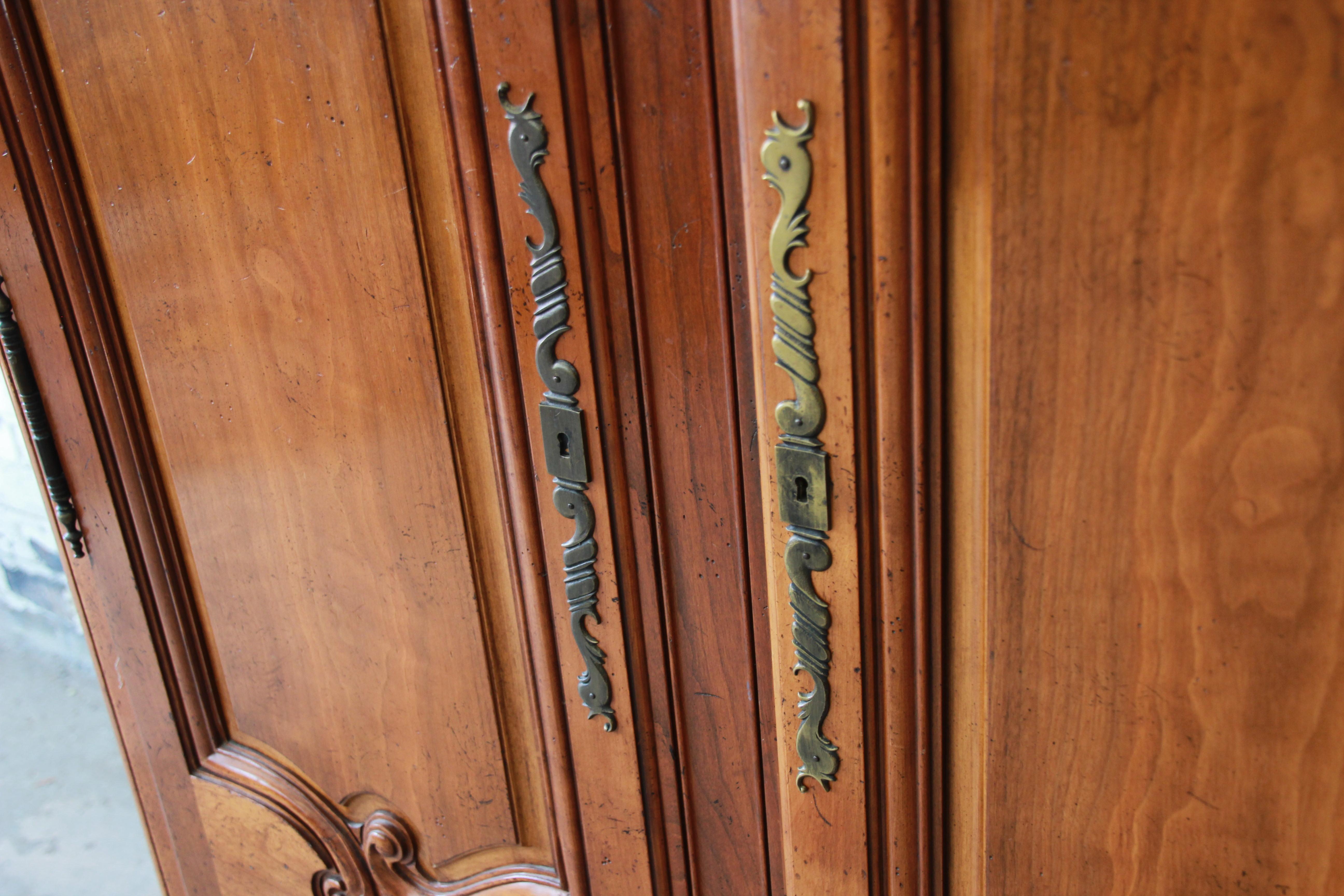 Baker Furniture Milling Road Country French Cherry Wood Armoire Dresser In Good Condition In South Bend, IN