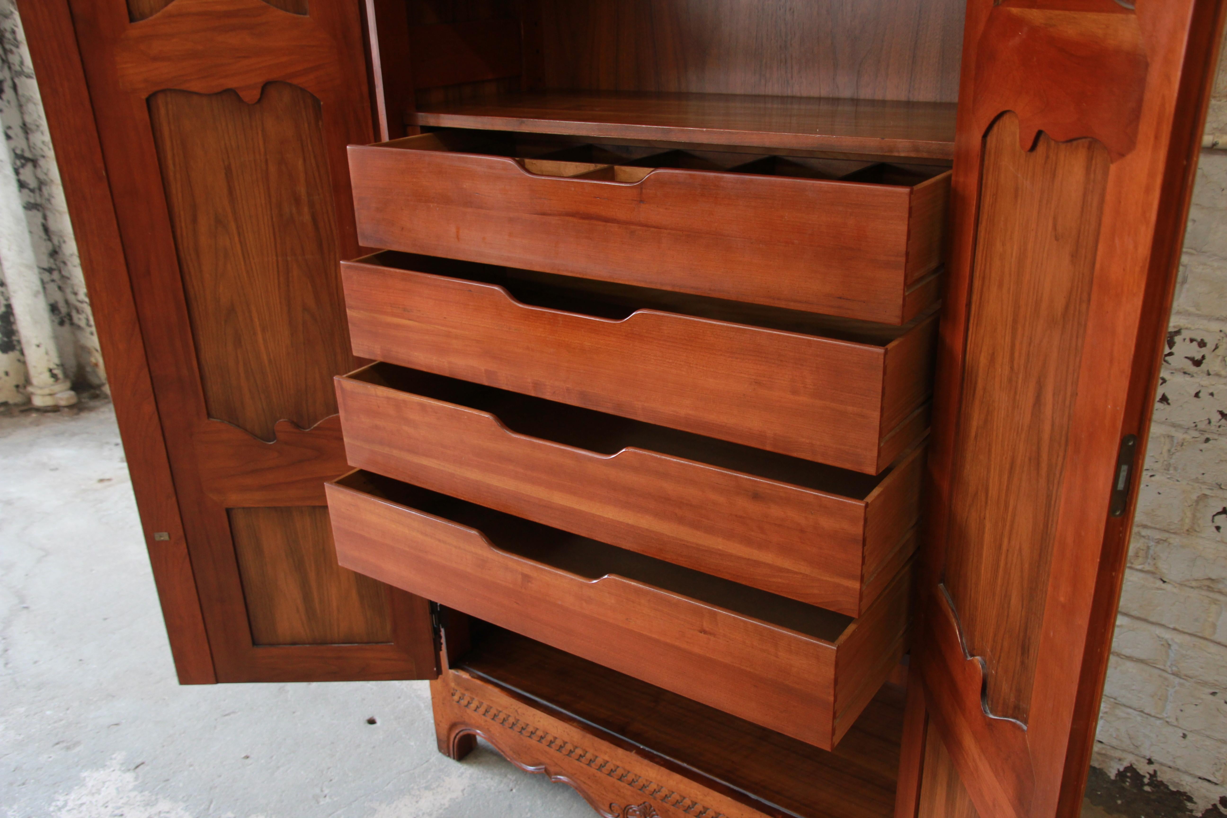 20th Century Baker Furniture Milling Road Country French Cherry Wood Armoire Dresser