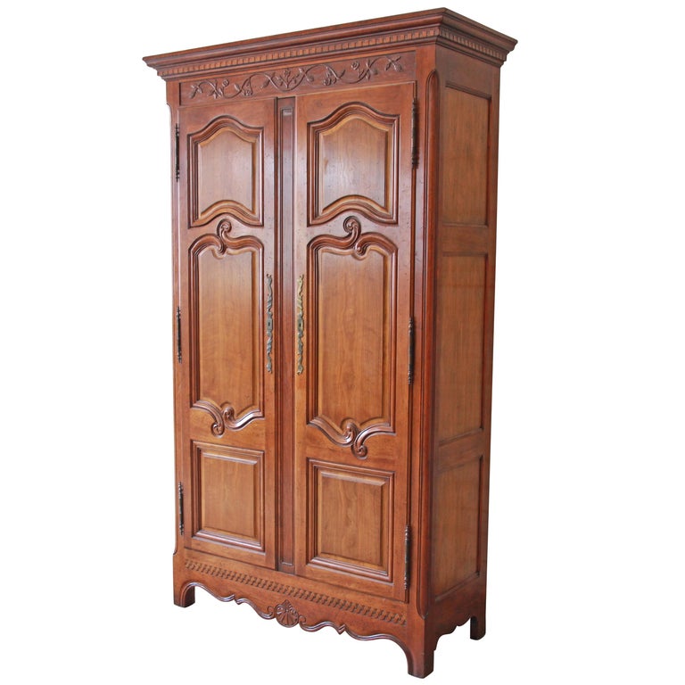 Baker Furniture Milling Road Country French Cherry Wood Armoire Dresser at 1stDibs