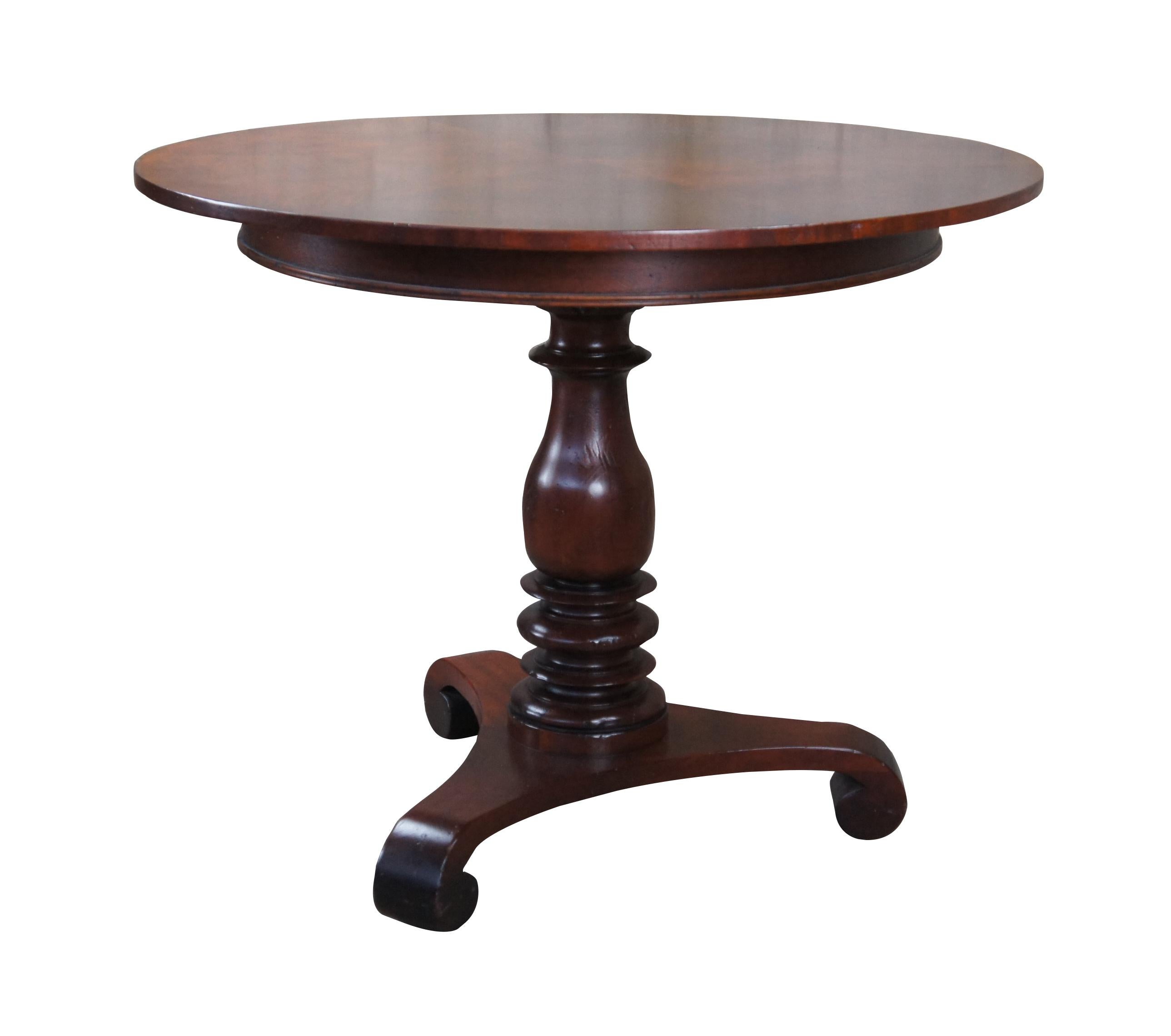 Baker Furniture Milling Road Empire Mahogany Round Pedestal Center Accent Table  In Good Condition In Dayton, OH