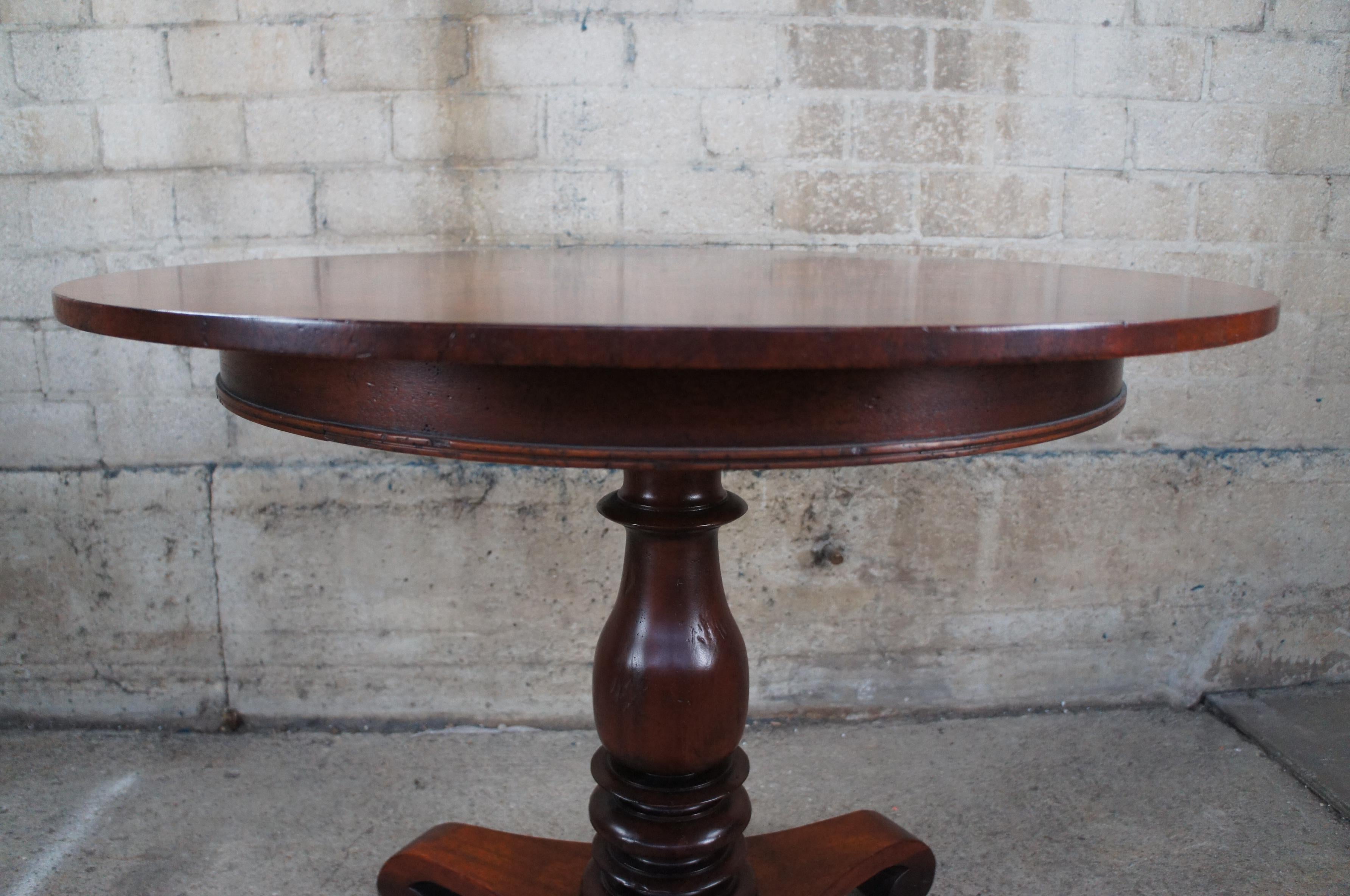 Baker Furniture Milling Road Empire Mahogany Round Pedestal Center Accent Table  1