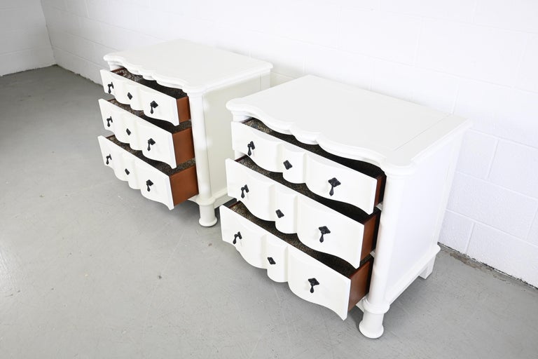 Baker Furniture Milling Road French Country White Nightstands, a Pair For Sale 3
