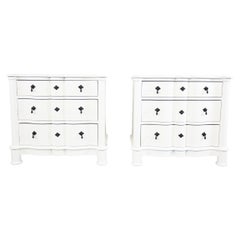 Baker Furniture Milling Road French Country White Nightstands, a Pair