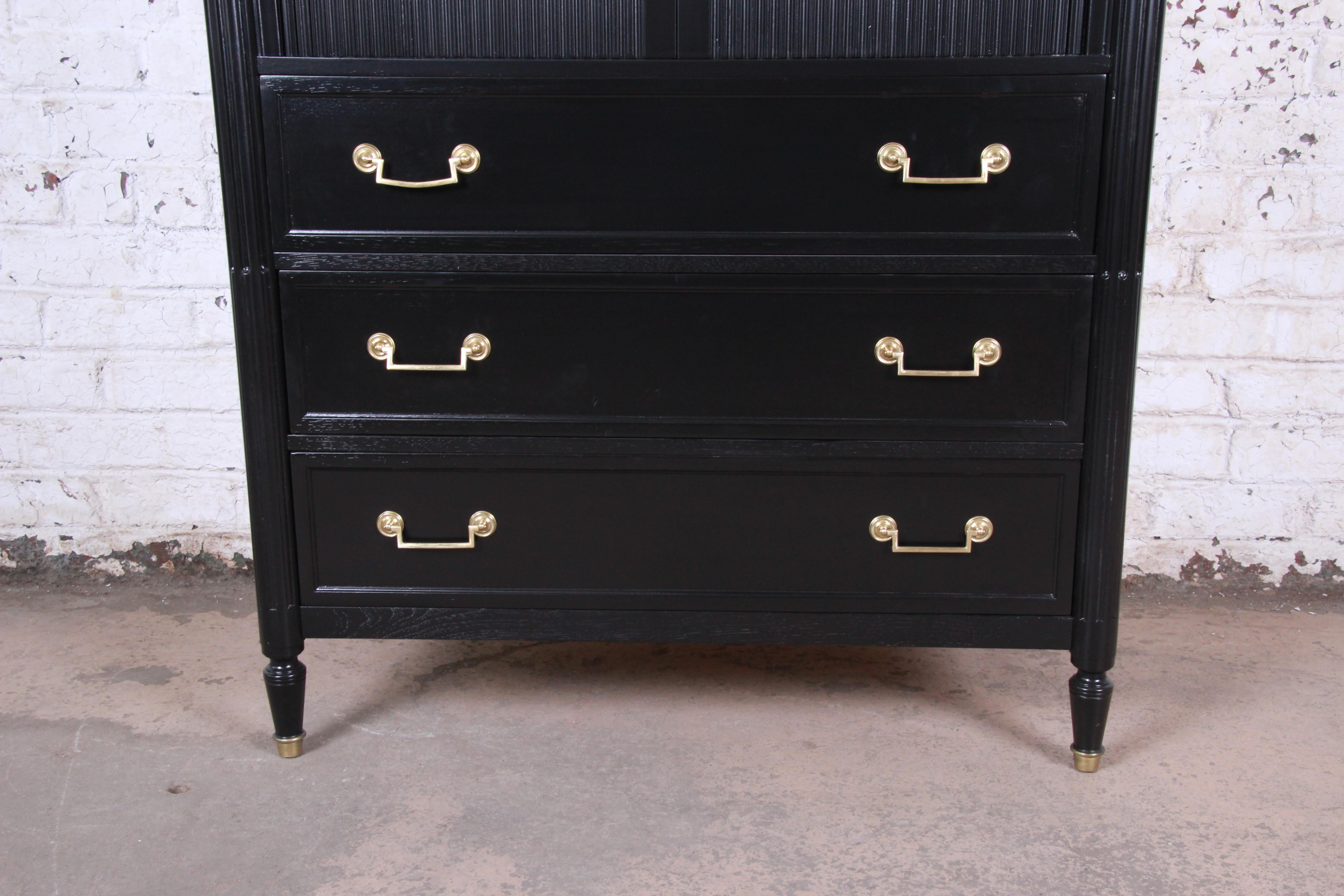 Baker Furniture Milling Road French Regency Ebonized Gentleman's Chest, Restored In Good Condition In South Bend, IN