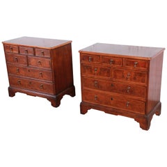 Baker Furniture Milling Road Georgian Burled Walnut Seven-Drawer Dresser Chests