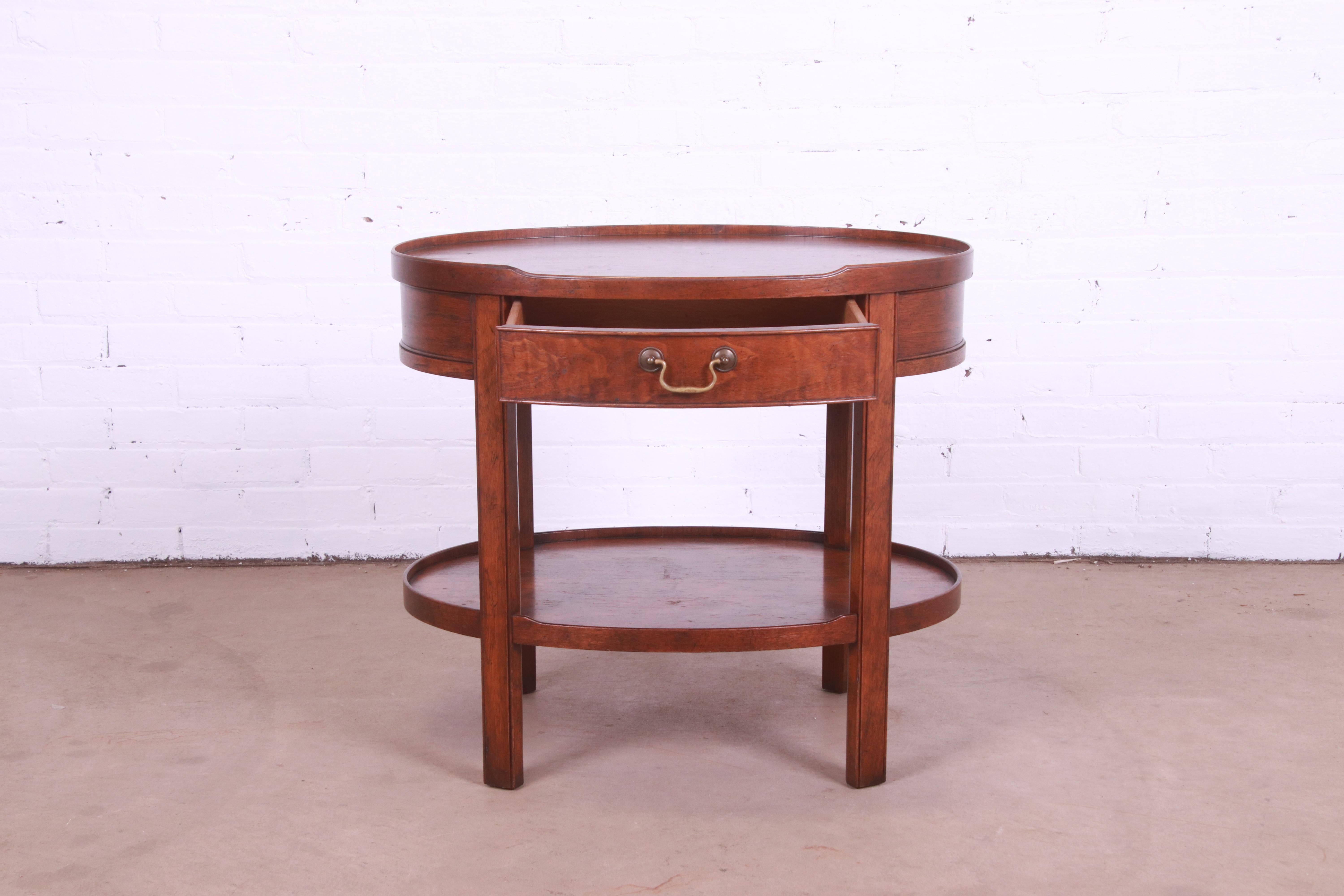 Baker Furniture Milling Road Georgian Walnut Tea Table, circa 1960s 2