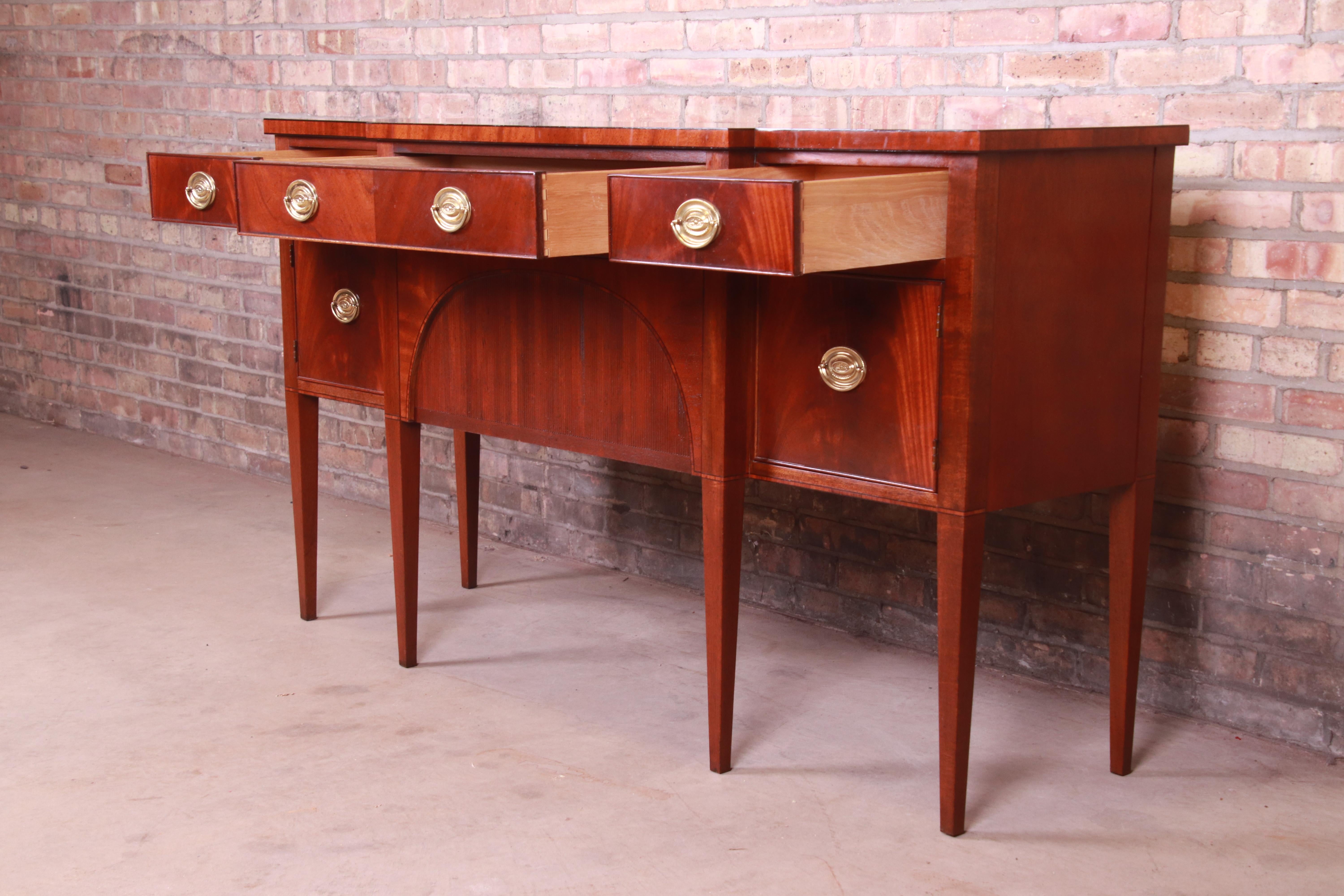 Baker Furniture Milling Road Hepplewhite Flame Mahogany Sideboard Credenza In Good Condition In South Bend, IN
