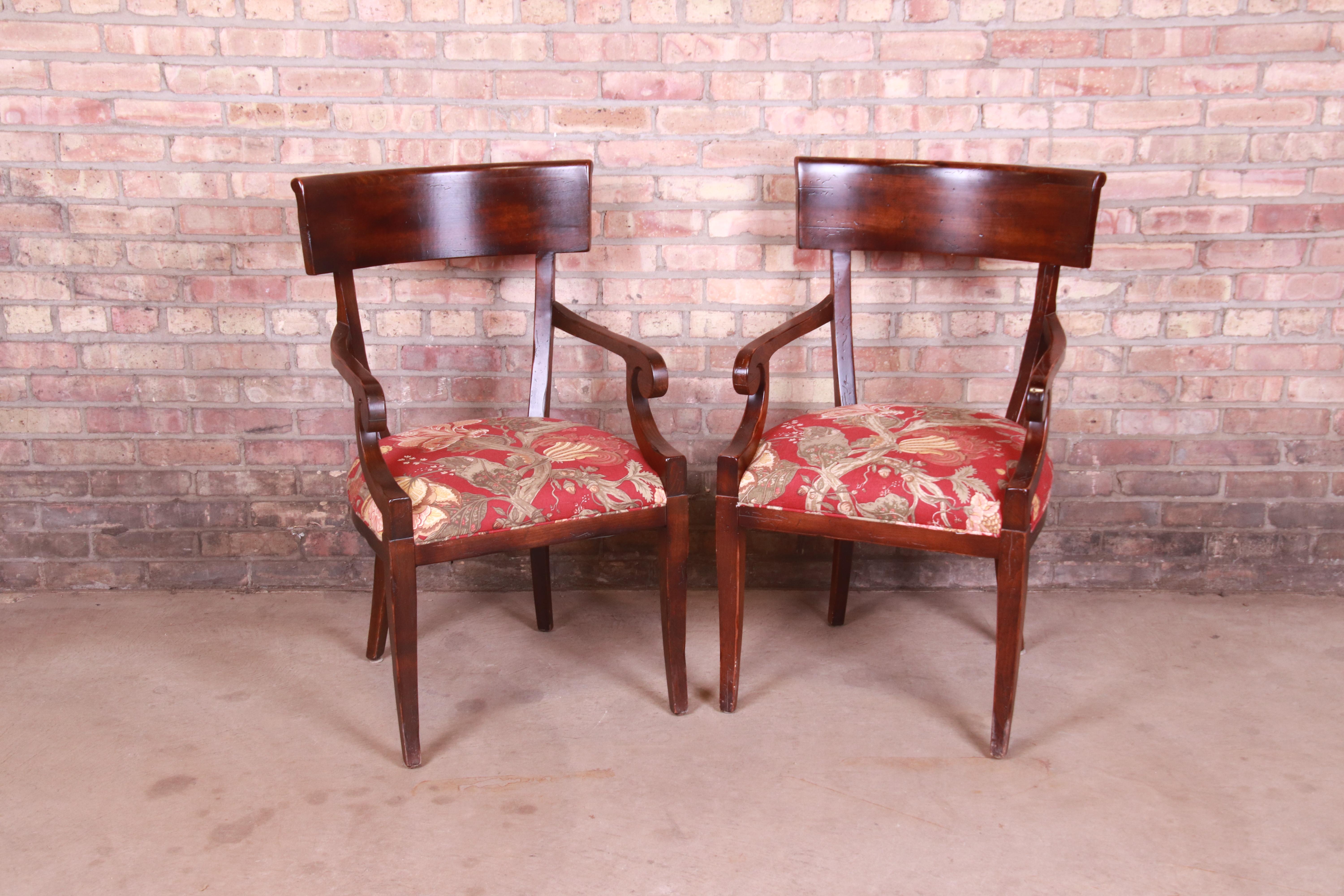 A gorgeous pair of Italian Provincial or Regency style dining armchairs or club chairs

By Baker Furniture 