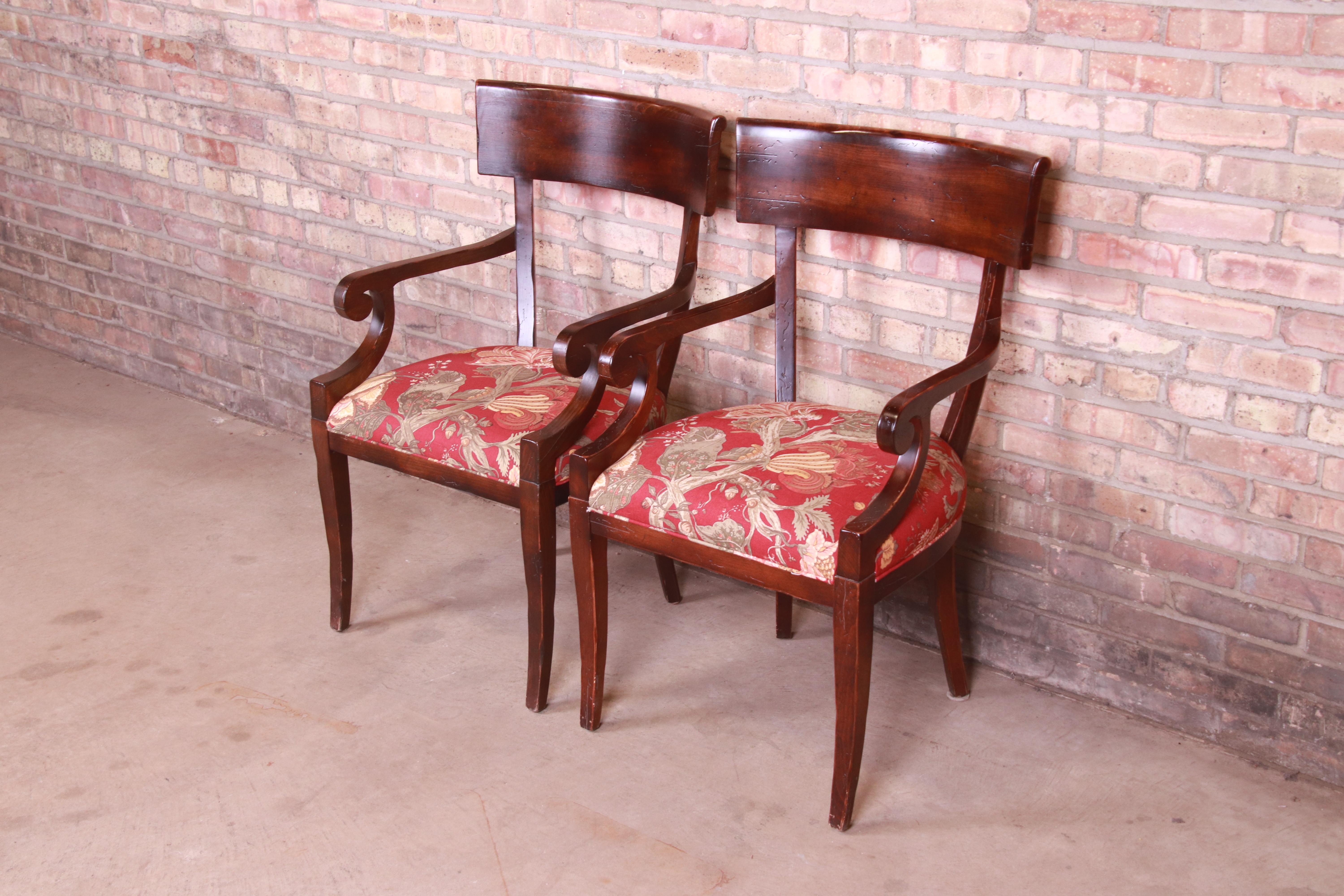 Upholstery Baker Furniture Milling Road Italian Regency Armchairs, Pair
