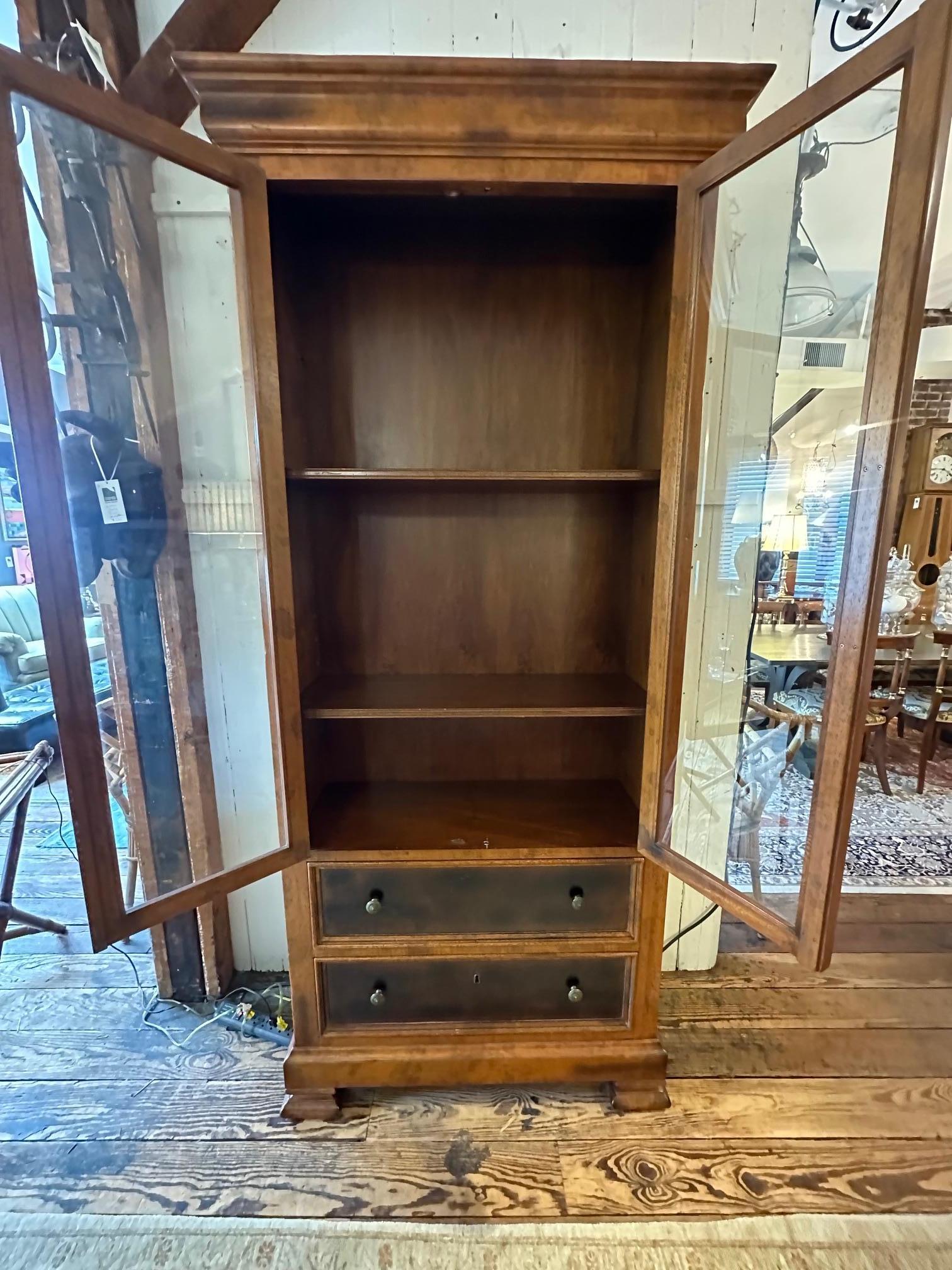 Baker Furniture Milling Road Maple & Glass Bookcase Cabinet For Sale 11