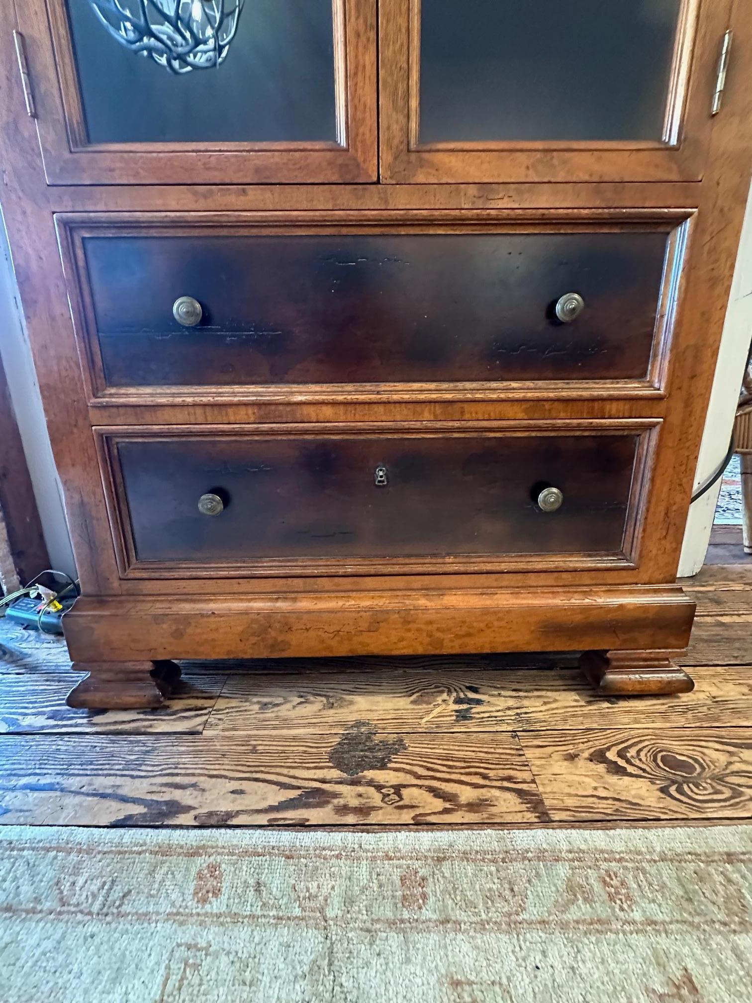 Baker Furniture Milling Road Maple & Glass Bookcase Cabinet For Sale 2