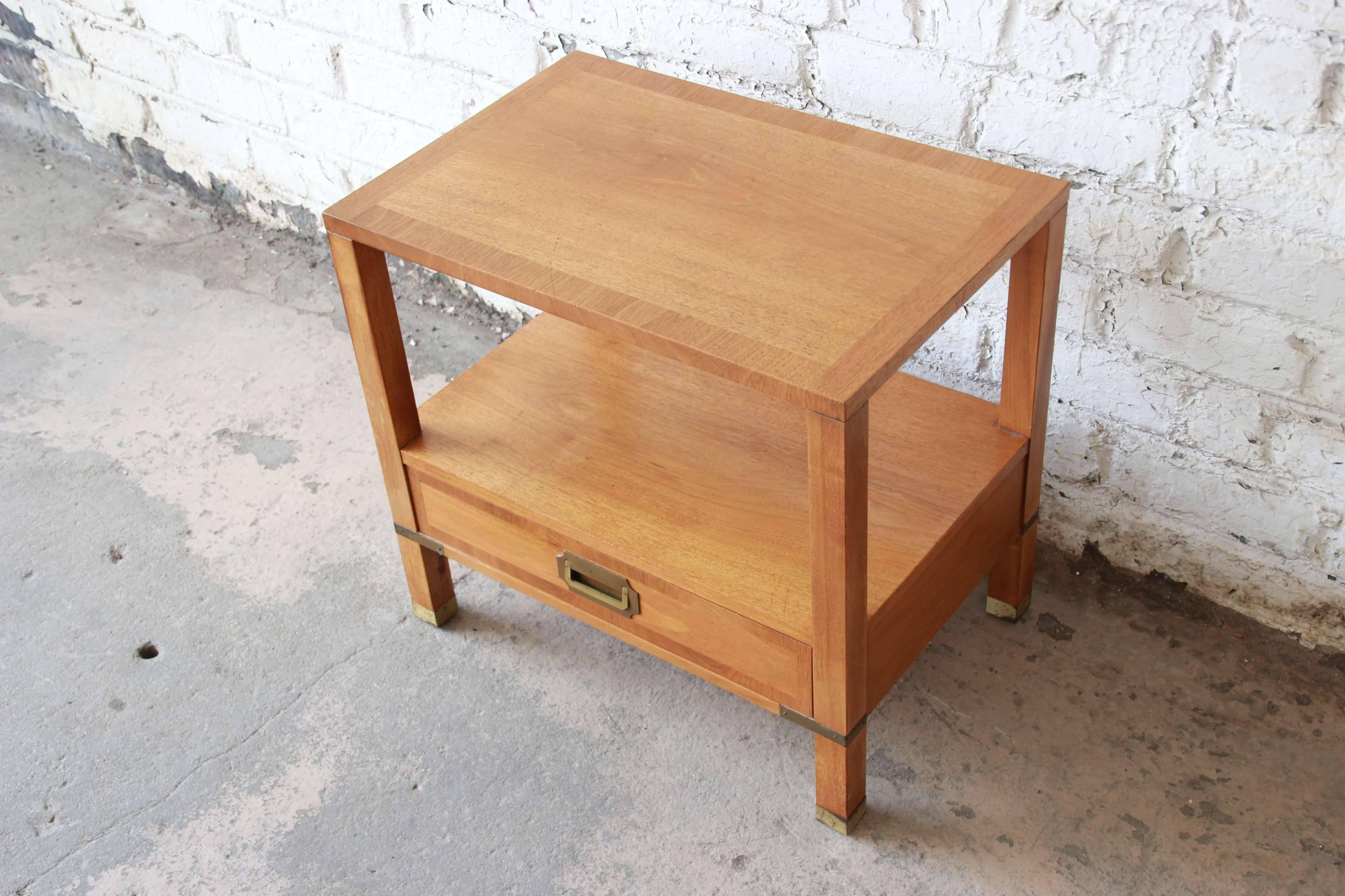 Mid-20th Century Baker Furniture Milling Road Midcentury Campaign Nightstand