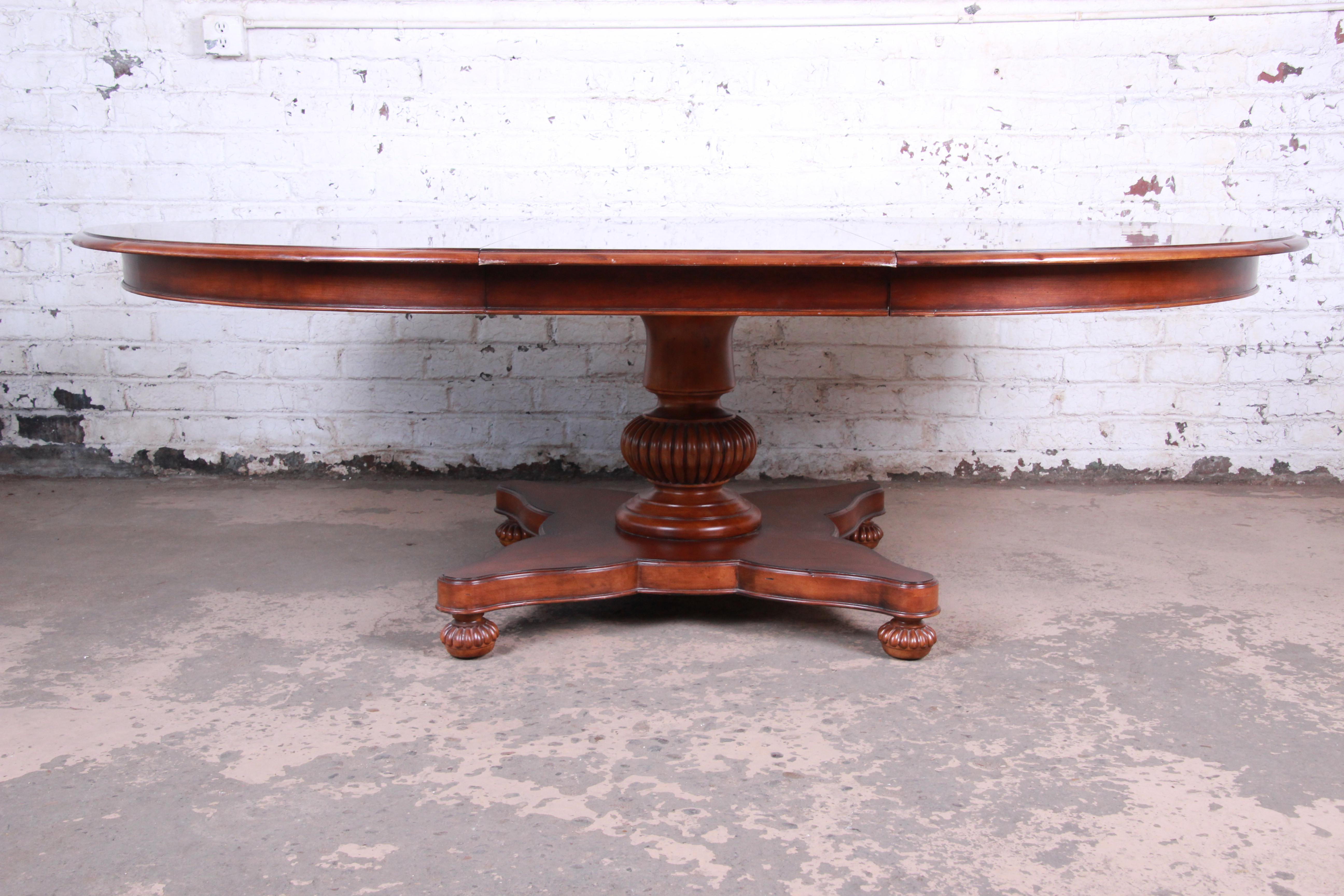 Baker Furniture Milling Road Neoclassical Banded Mahogany Pedestal Dining Table 2