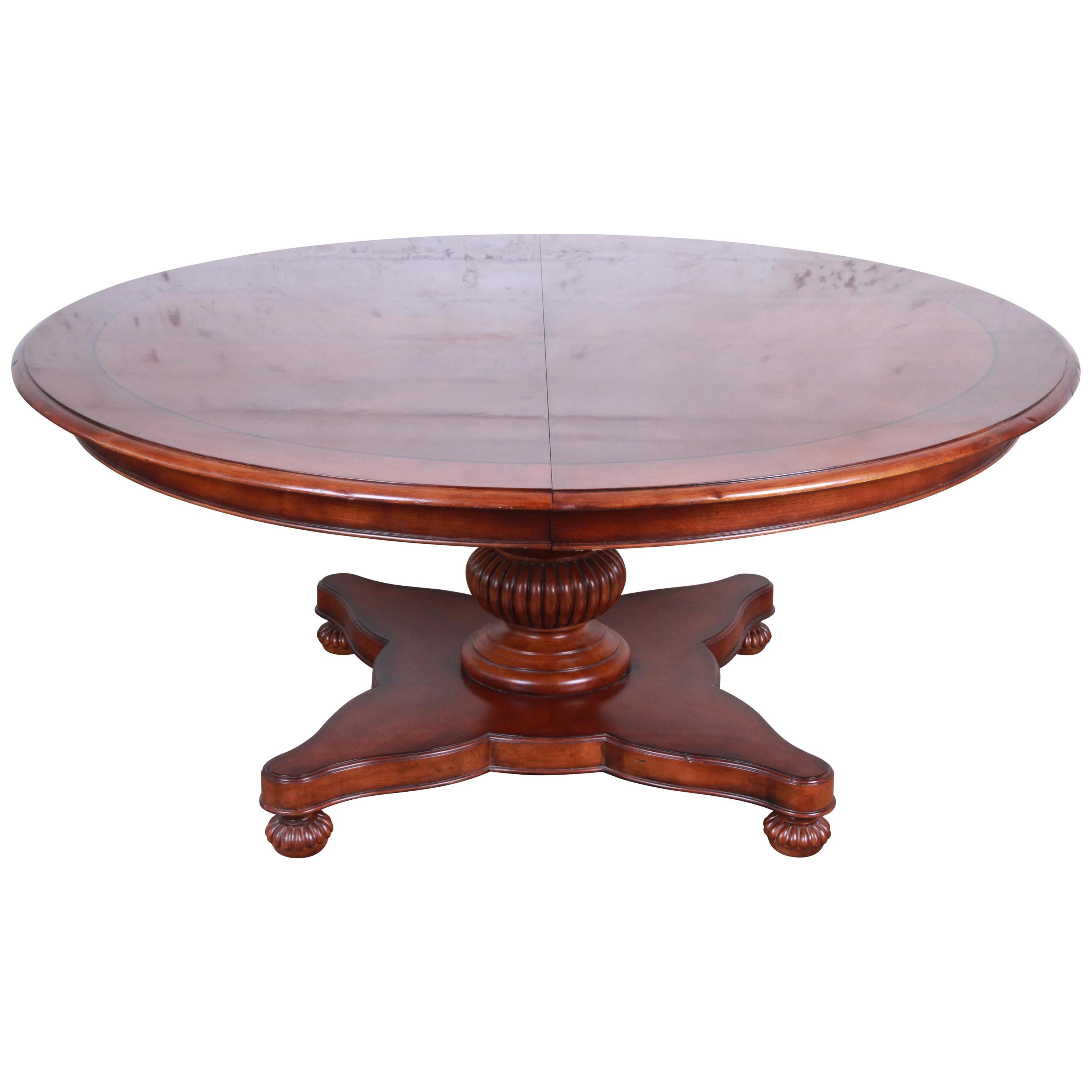 Baker Furniture Milling Road Neoclassical Banded Mahogany Pedestal Dining Table