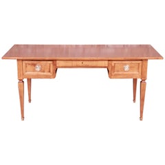 Baker Furniture Milling Road Neoclassical Italian Maple Desk, Newly Refinished