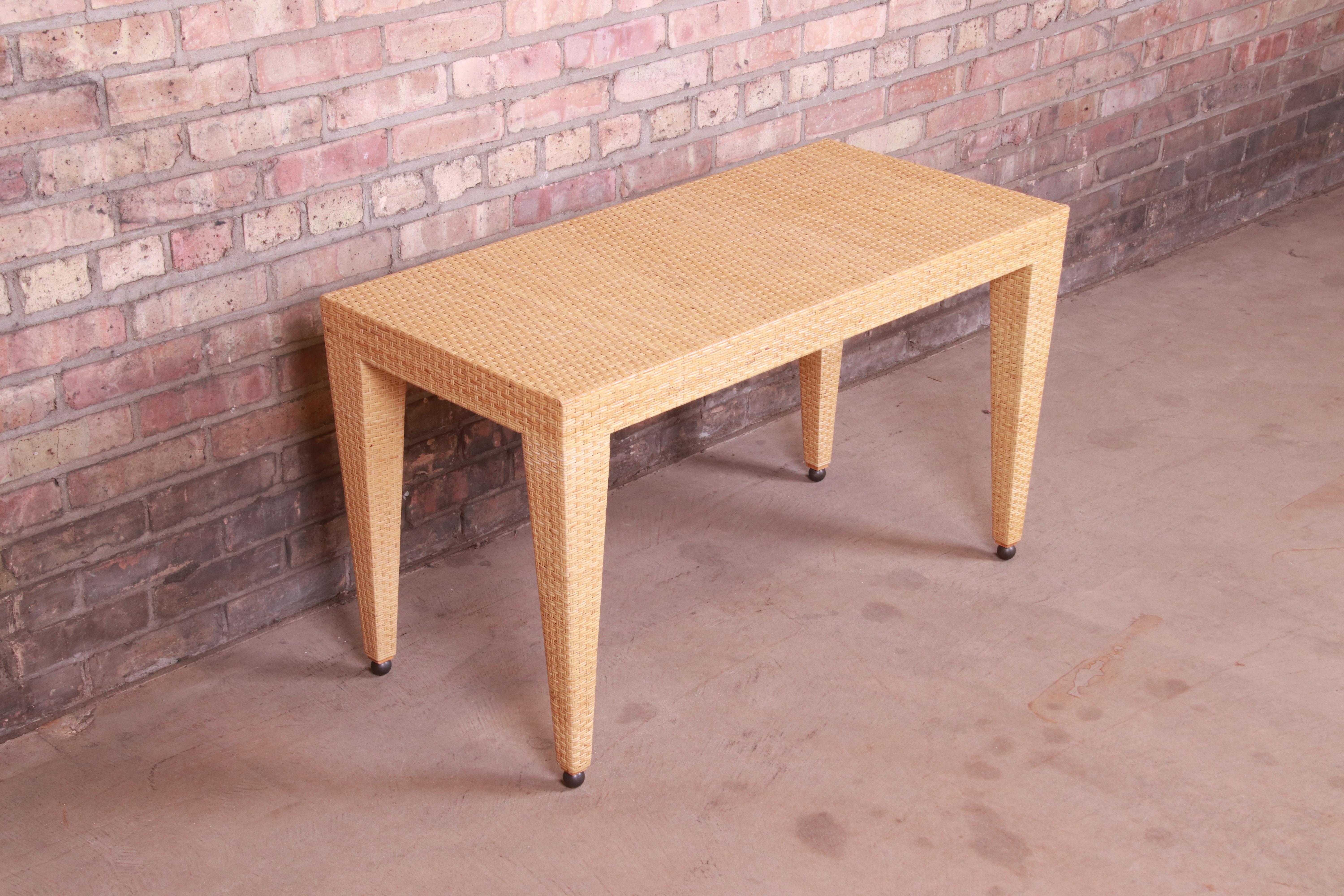 20th Century Baker Furniture Milling Road Organic Modern Woven Rattan Coffee Table