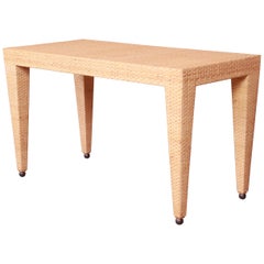 Retro Baker Furniture Milling Road Organic Modern Woven Rattan Coffee Table