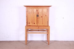 Baker Furniture Milling Road Shaker Style Carved Pine Linen Press or Bar Cabinet