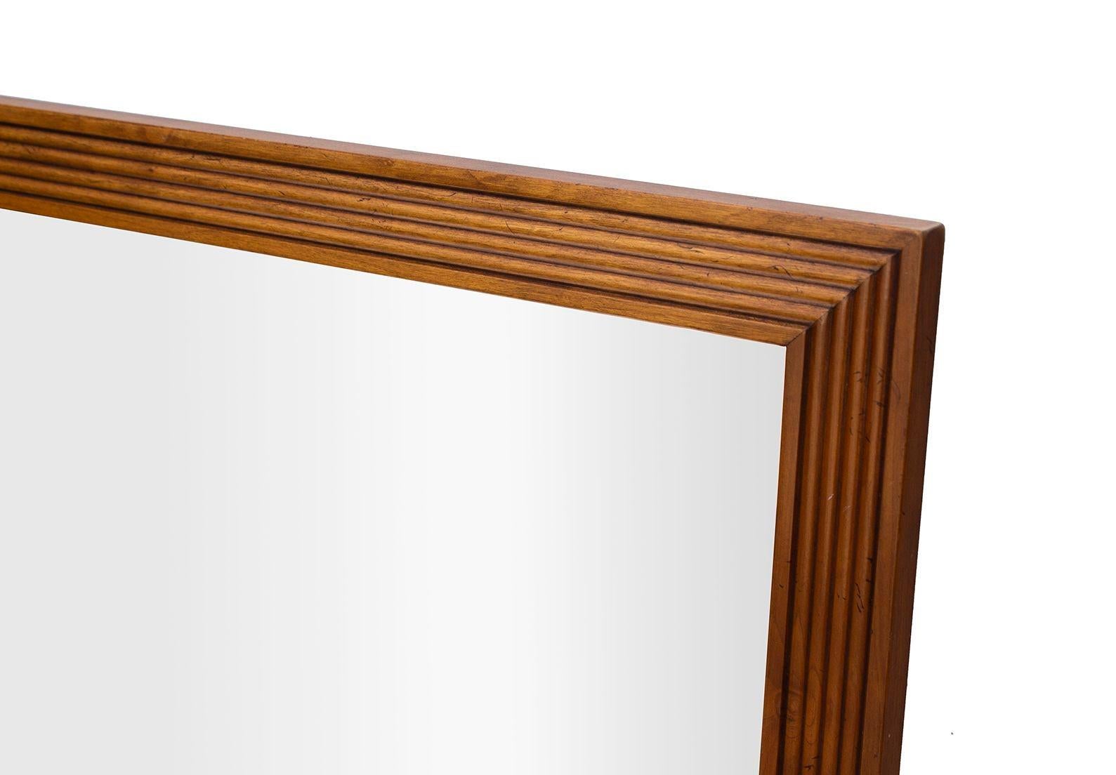 American Baker Furniture Milling Road Stepped or Beveled Walnut Mirror For Sale