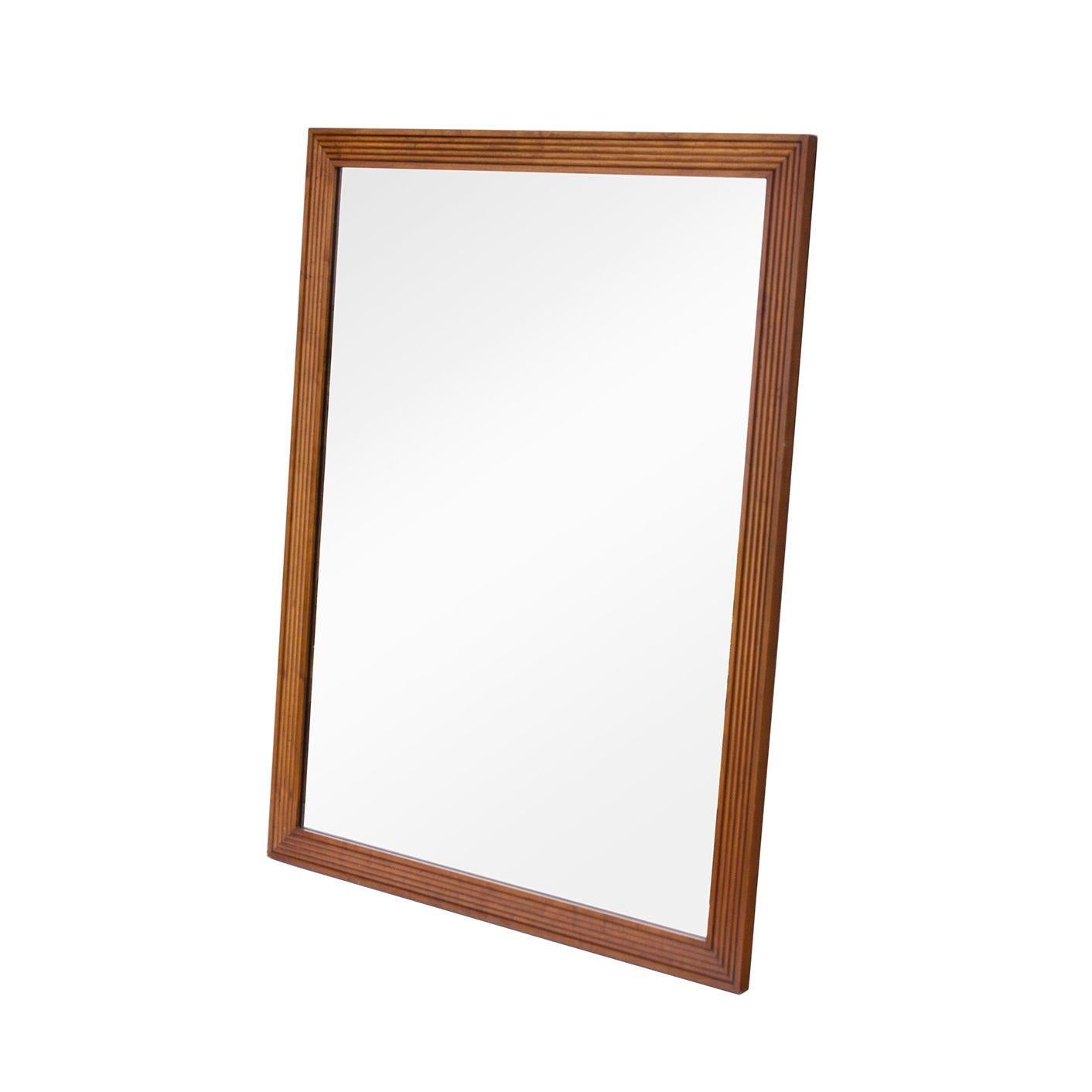 Late 20th Century Baker Furniture Milling Road Stepped or Beveled Walnut Mirror For Sale