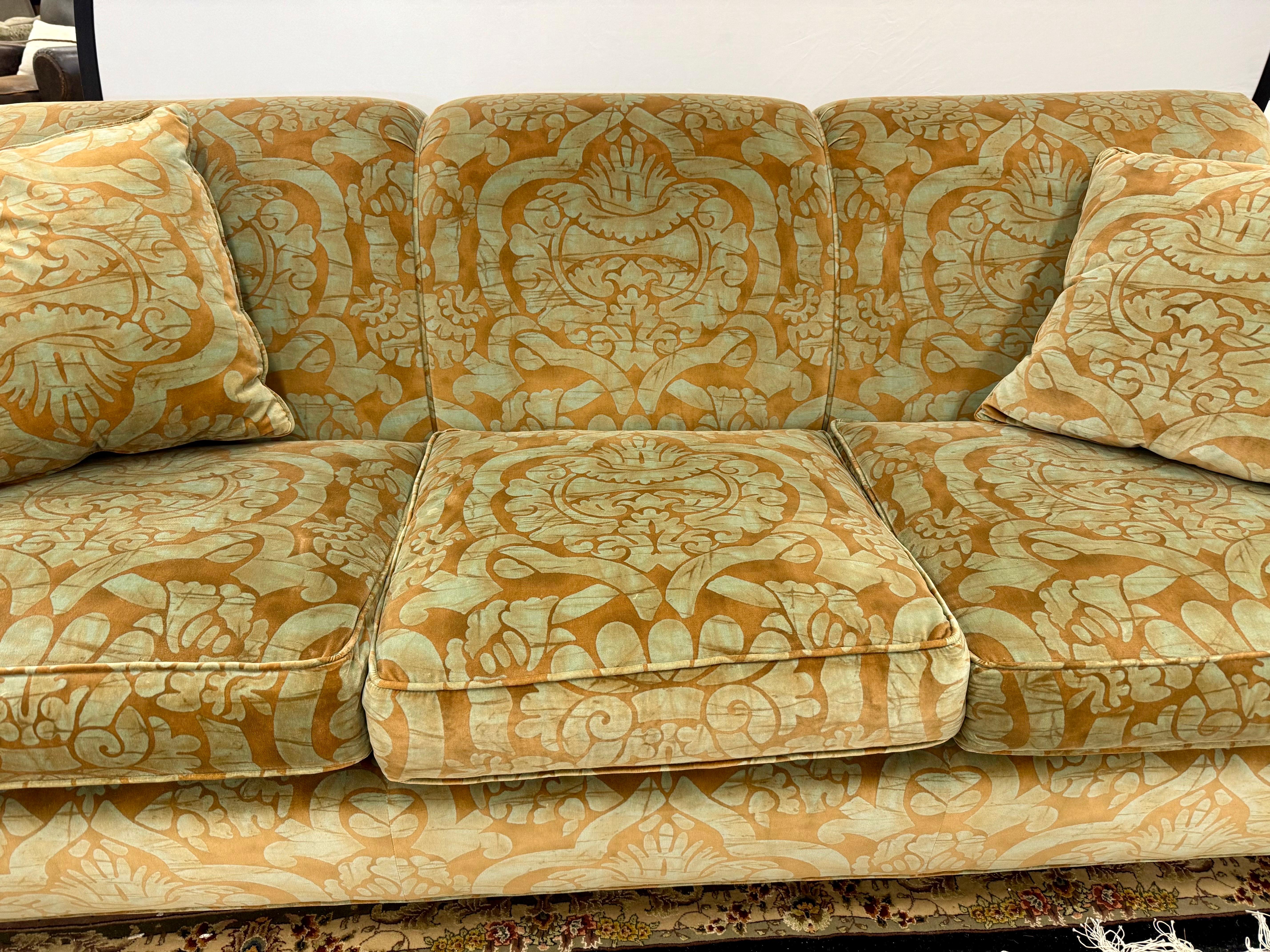 Baker Furniture Milling Road Three Seater Sofa with Velvet Upholstery In Good Condition In West Hartford, CT