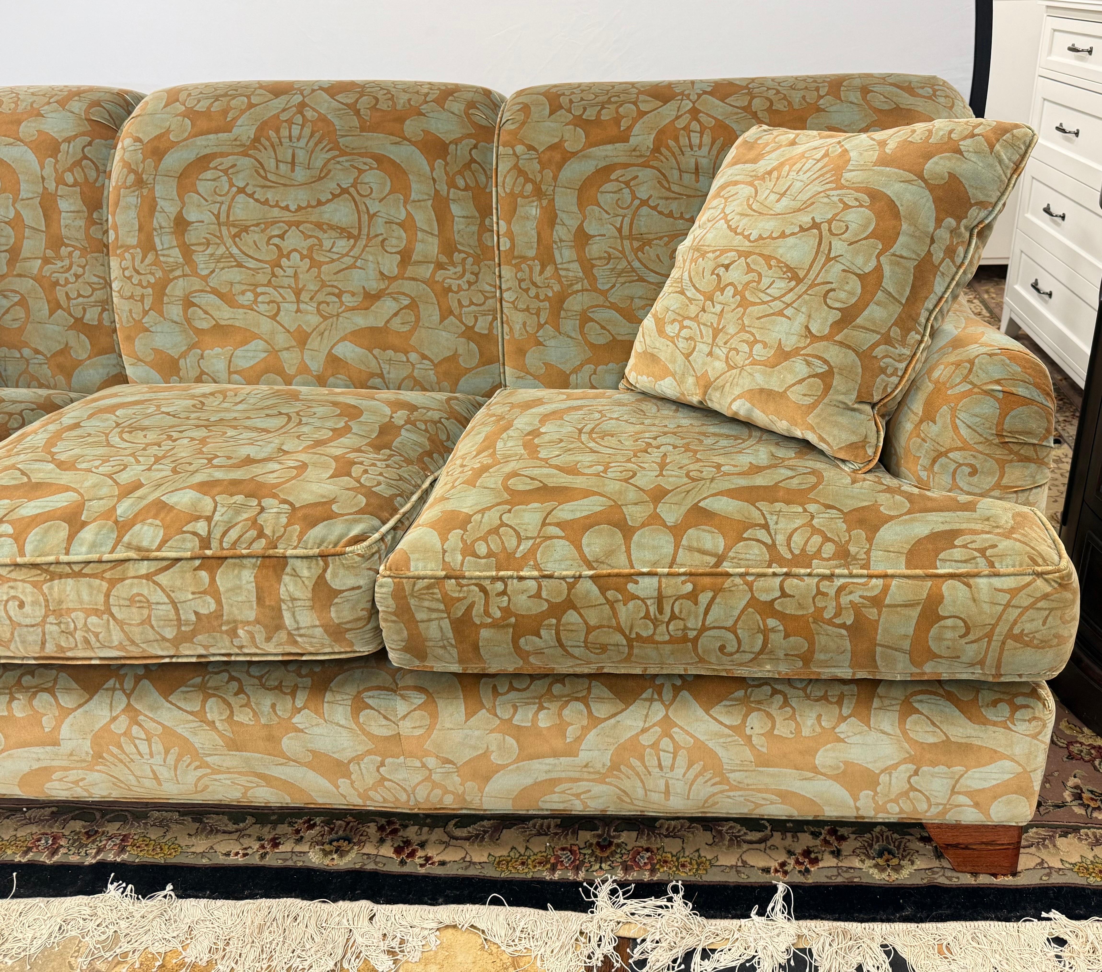 Contemporary Baker Furniture Milling Road Three Seater Sofa with Velvet Upholstery