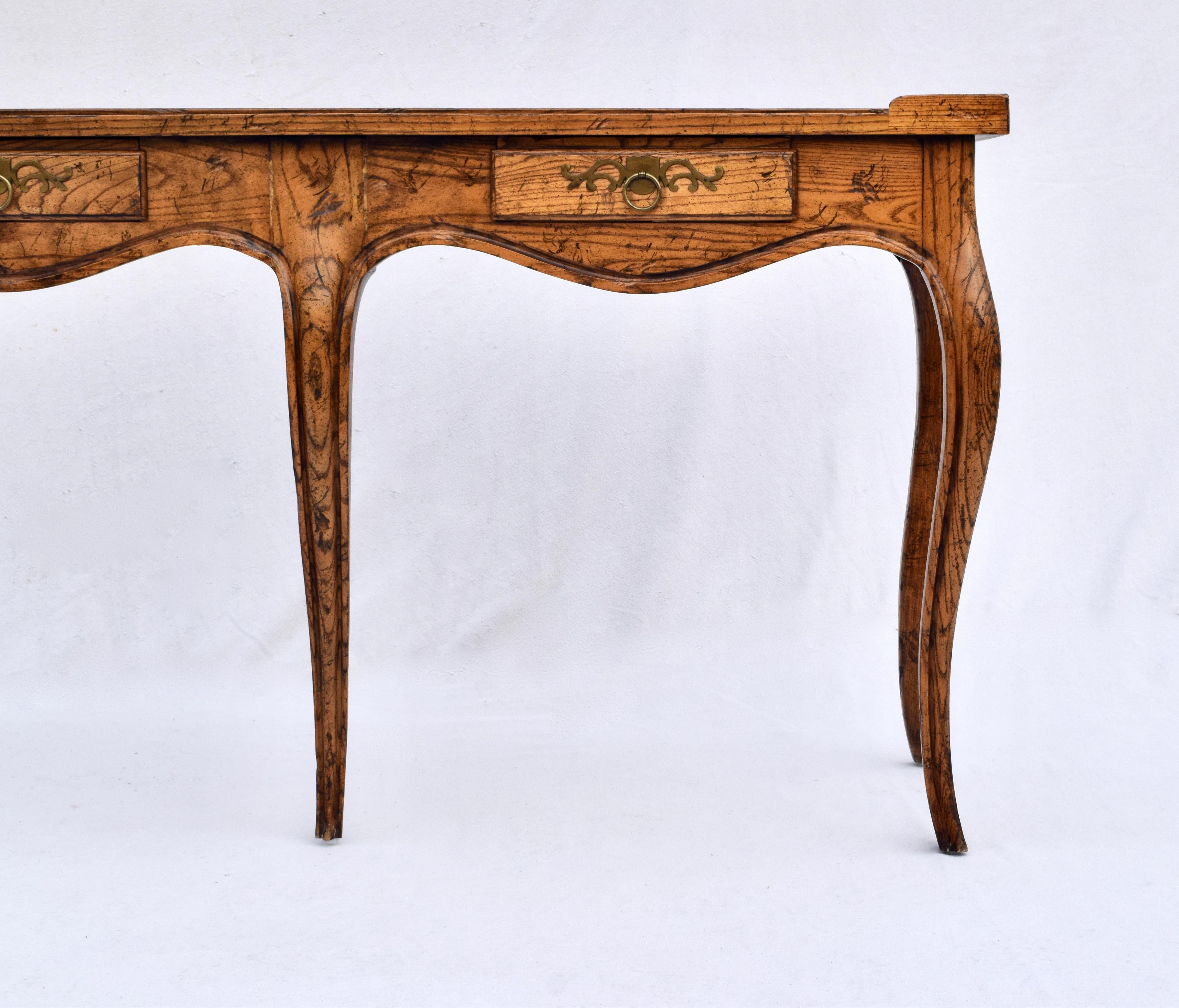 Brass Baker Furniture Milling Road Tiger Oak & Burl French Country Console Table