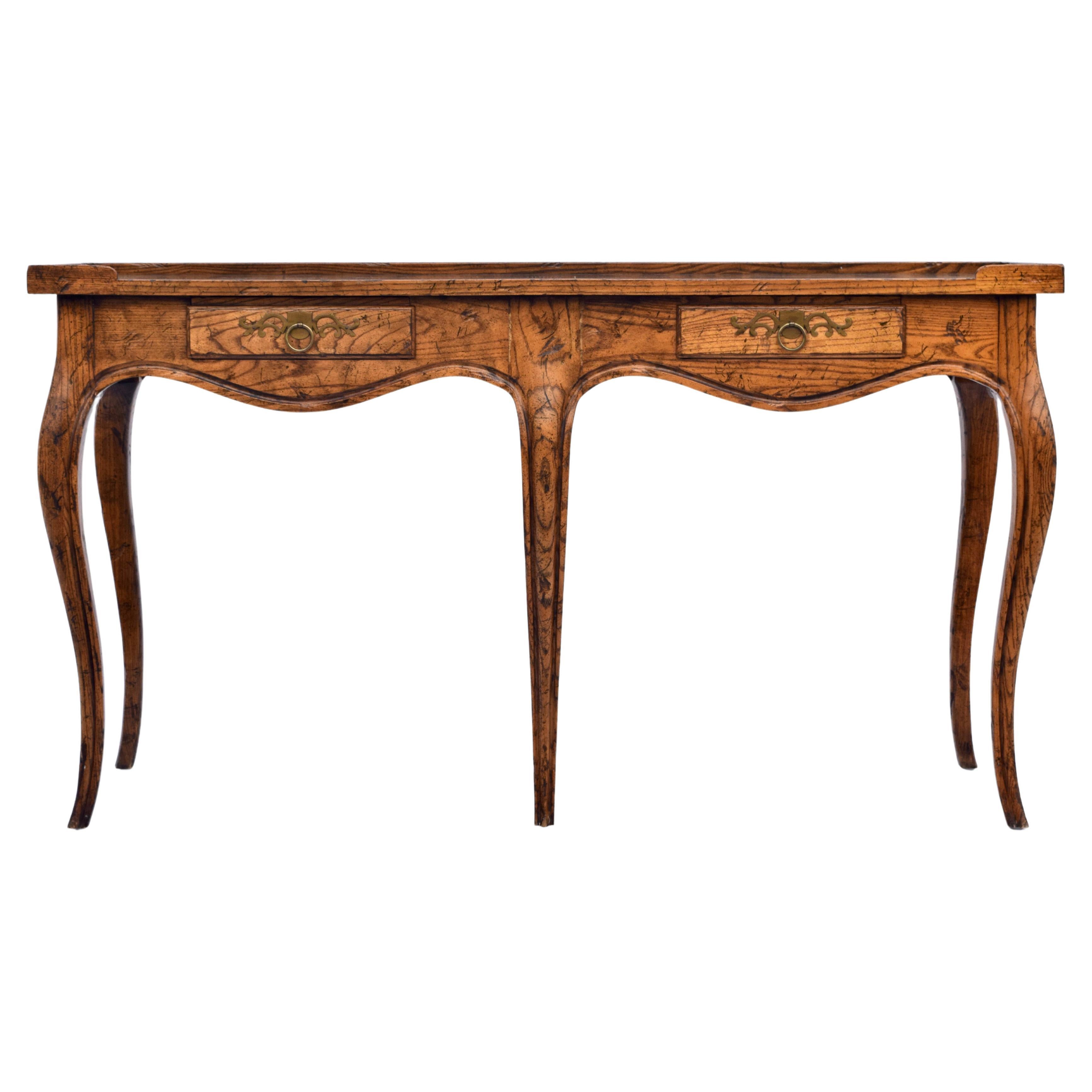 Baker Furniture Milling Road Tiger Oak & Burl French Country Console Table