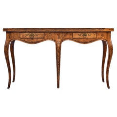 Retro Baker Furniture Milling Road Tiger Oak & Burl French Country Console Table