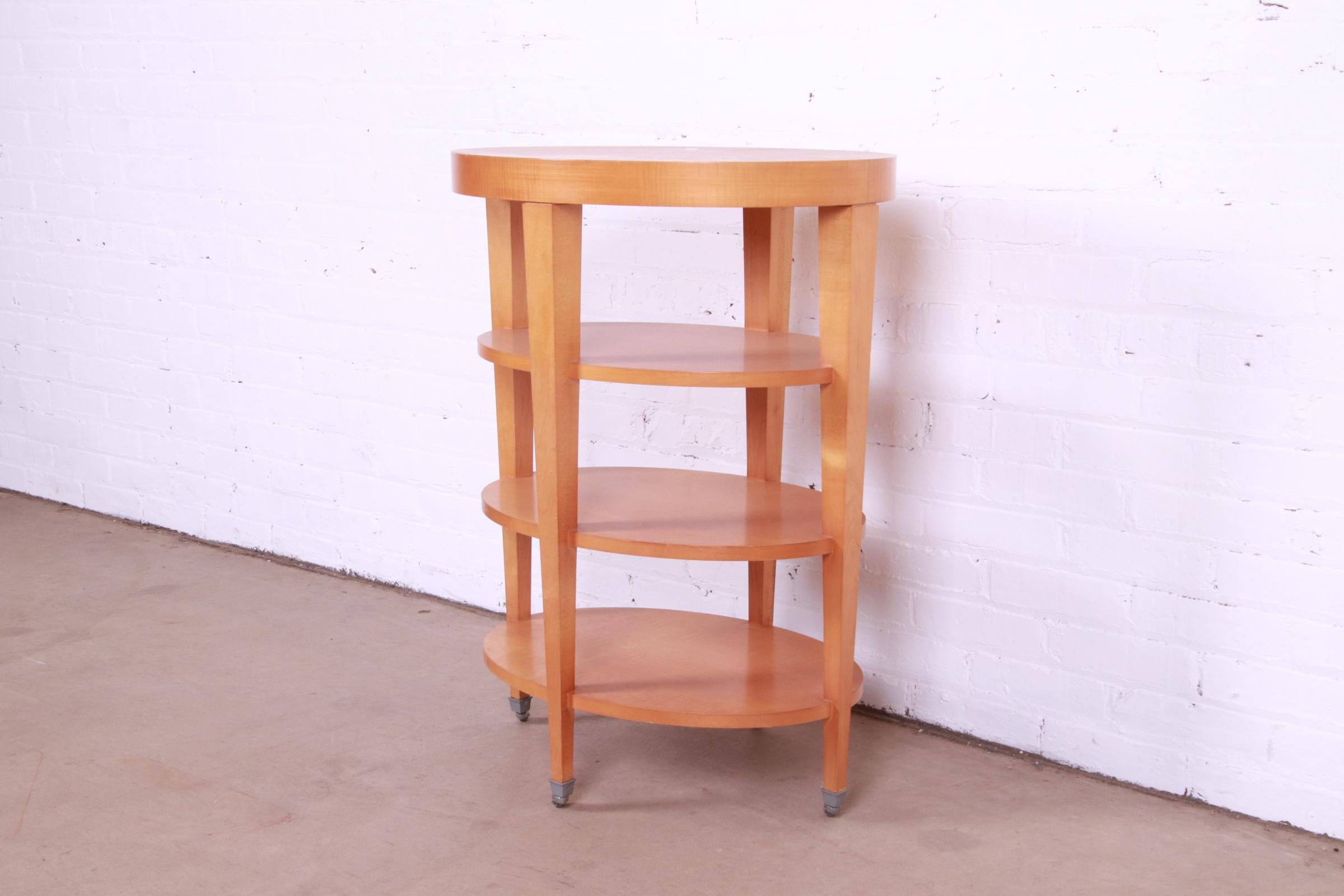 20th Century Baker Furniture Modern Art Deco Four-Tier Maple Tea Table or Side Table For Sale