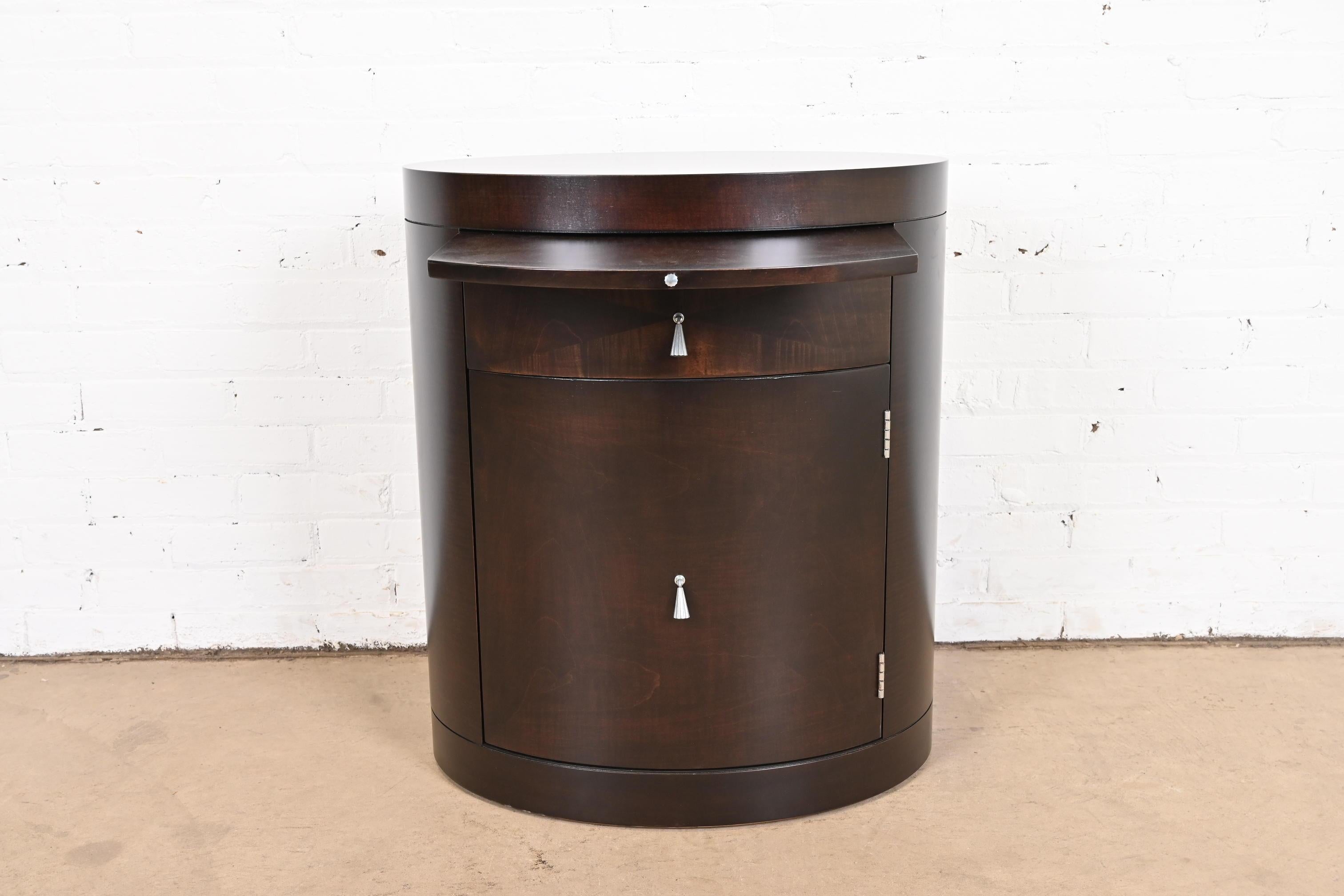 Baker Furniture Modern Art Deco Mahogany Bedside Table, Newly Refinished 8