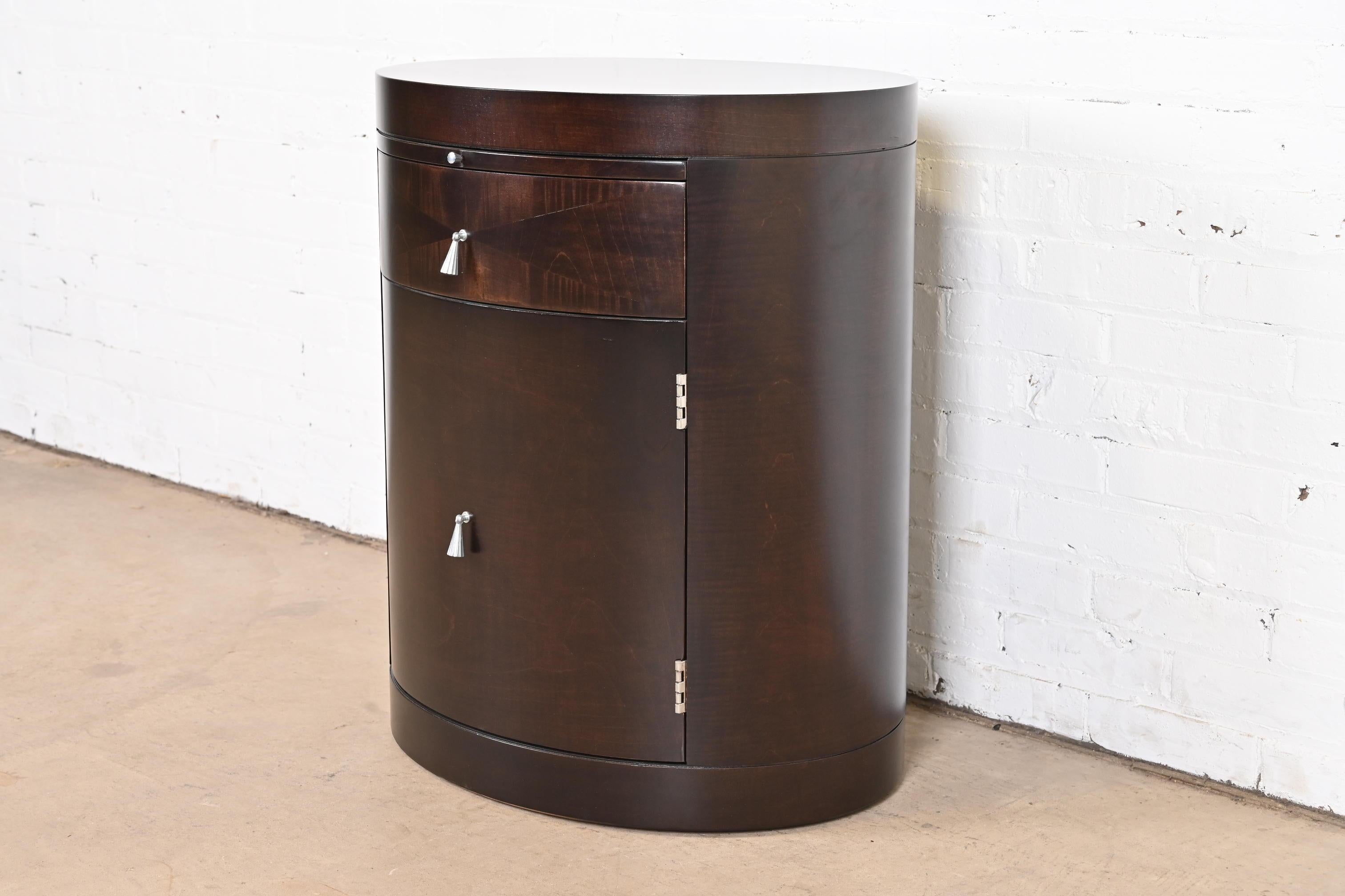 Baker Furniture Modern Art Deco Mahogany Bedside Table, Newly Refinished In Good Condition In South Bend, IN