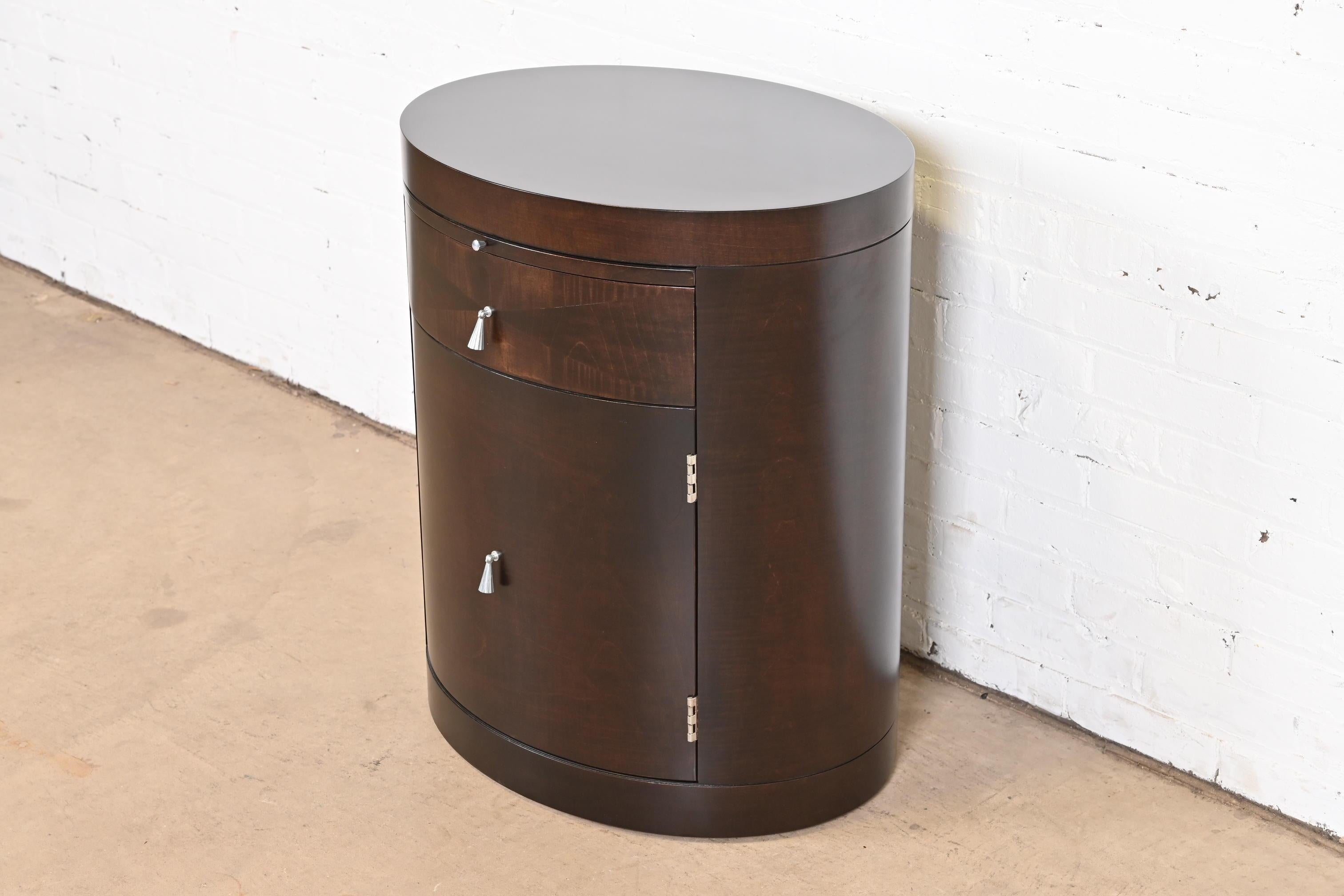 20th Century Baker Furniture Modern Art Deco Mahogany Bedside Table, Newly Refinished