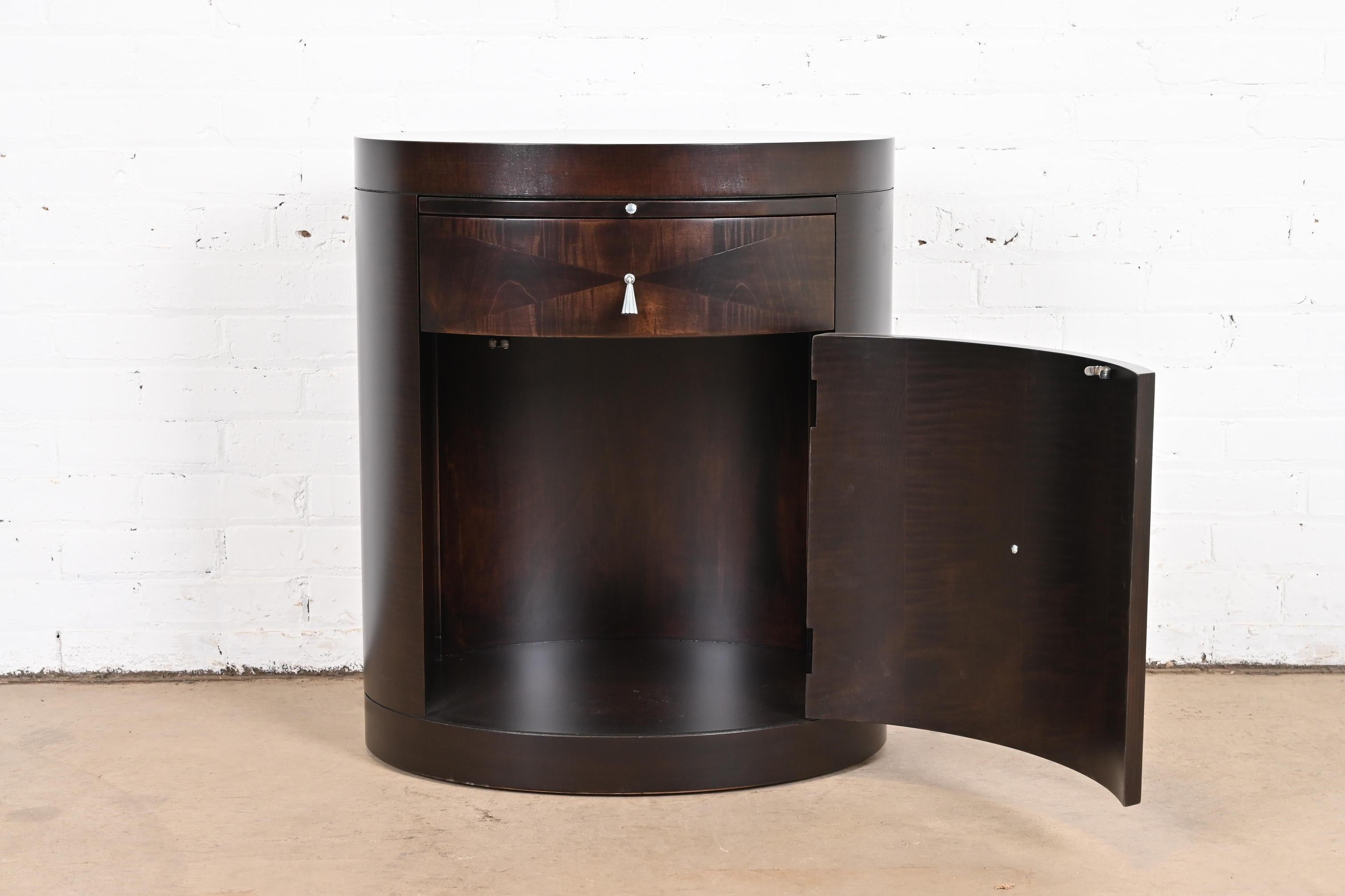 Baker Furniture Modern Art Deco Mahogany Bedside Table, Newly Refinished 2