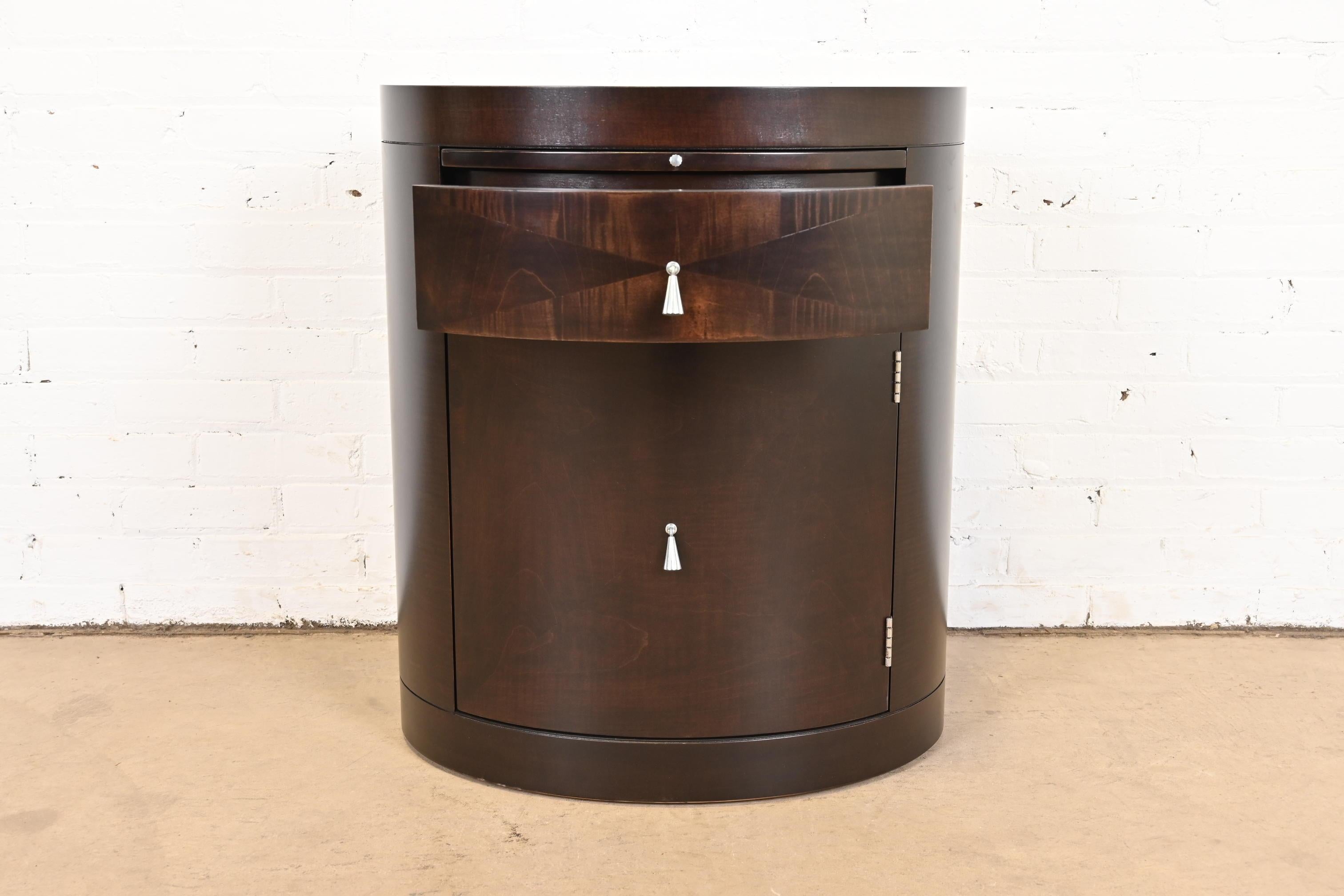 Baker Furniture Modern Art Deco Mahogany Bedside Table, Newly Refinished 3