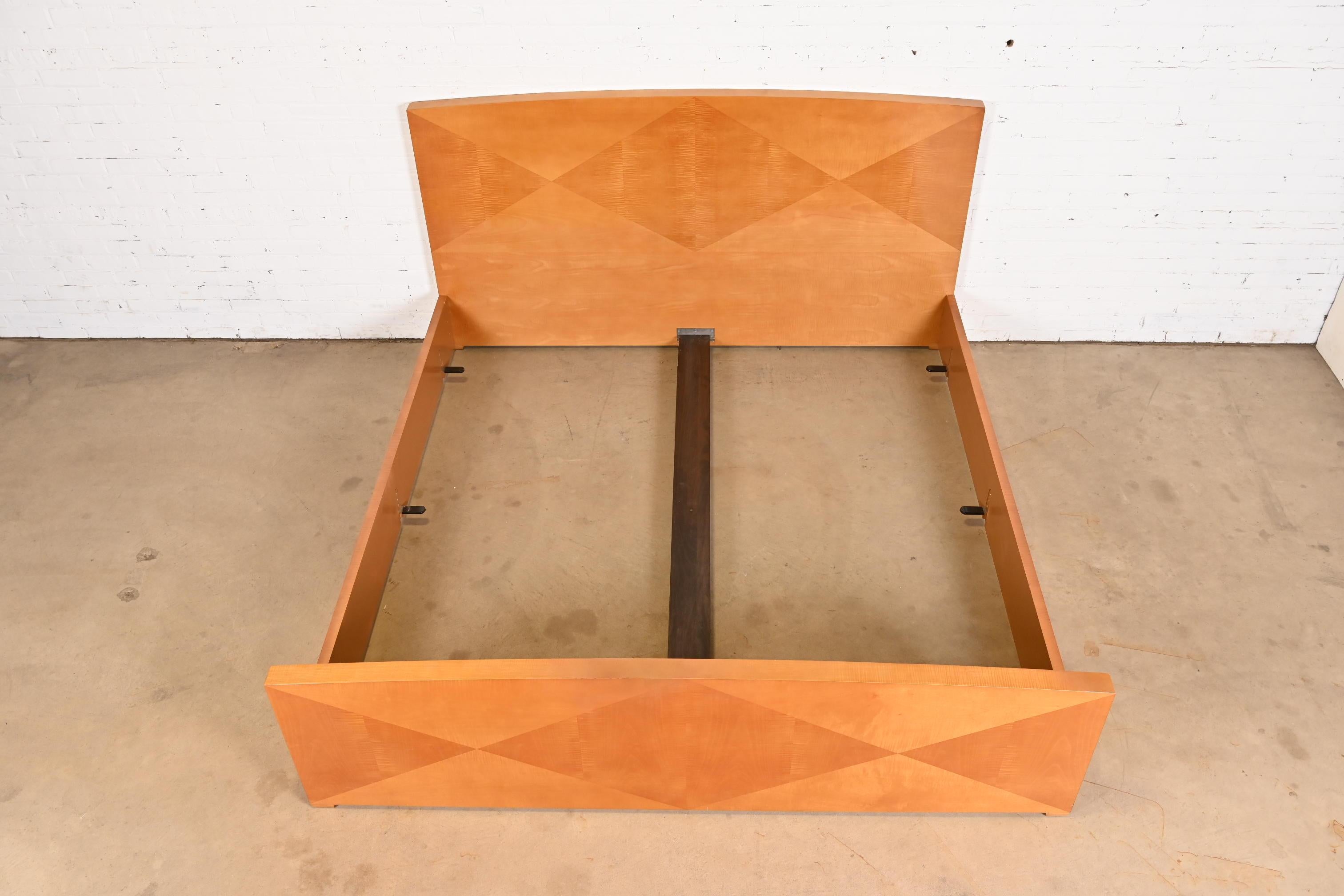 Baker Furniture Modern Art Deco Primavera Wood King Size Bed For Sale 2