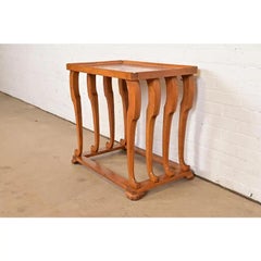 Baker Furniture Modern Art Deco Sculptural Burl Wood End Table or Nightstand