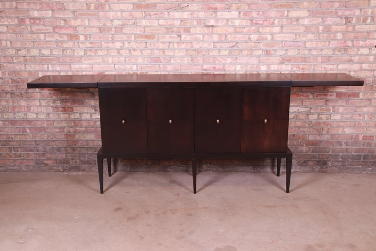 Baker Furniture Modern Hollywood Regency Sideboard or Bar Cabinet, Refinished For Sale 5