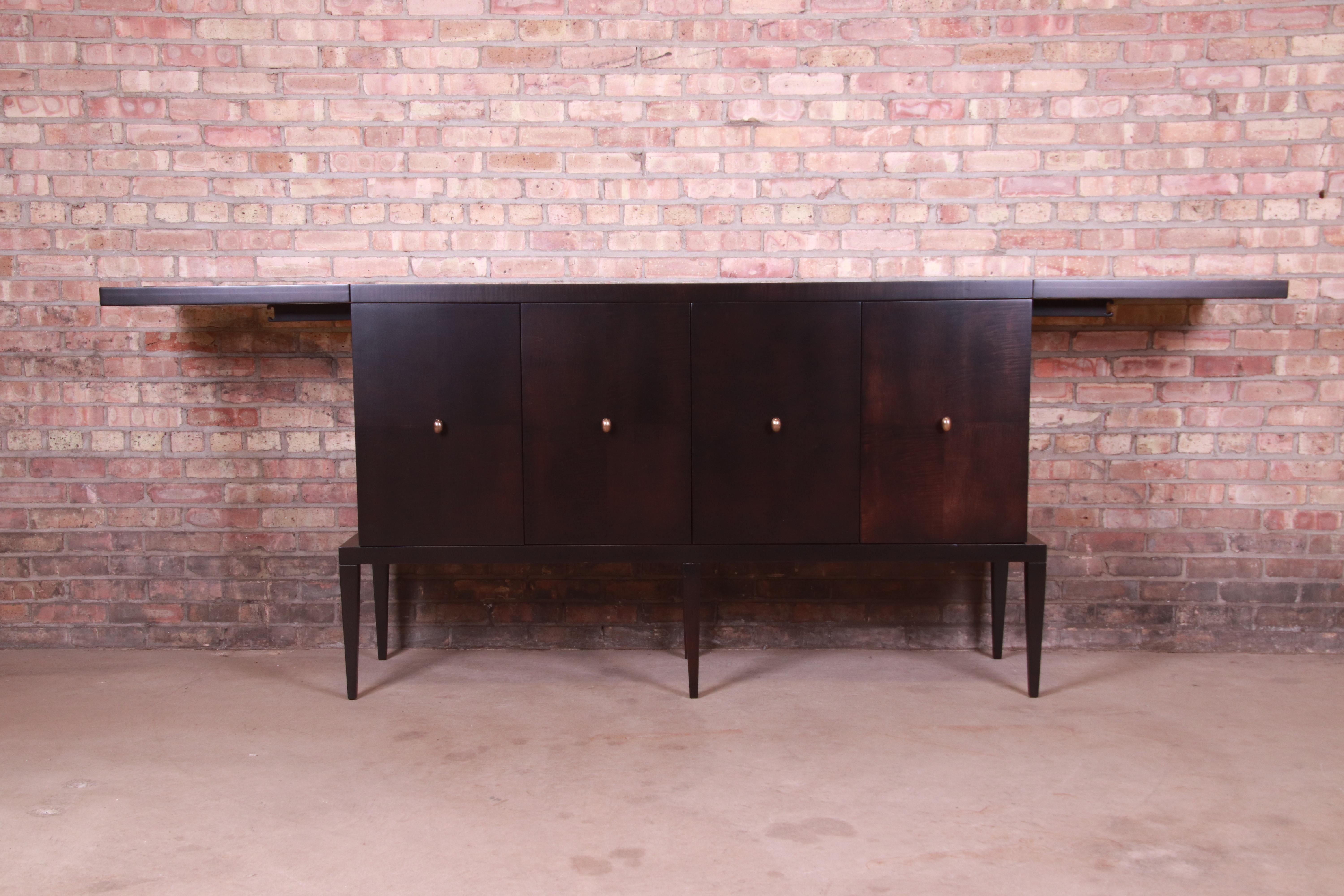 Baker Furniture Modern Hollywood Regency Sideboard or Bar Cabinet, Refinished 6