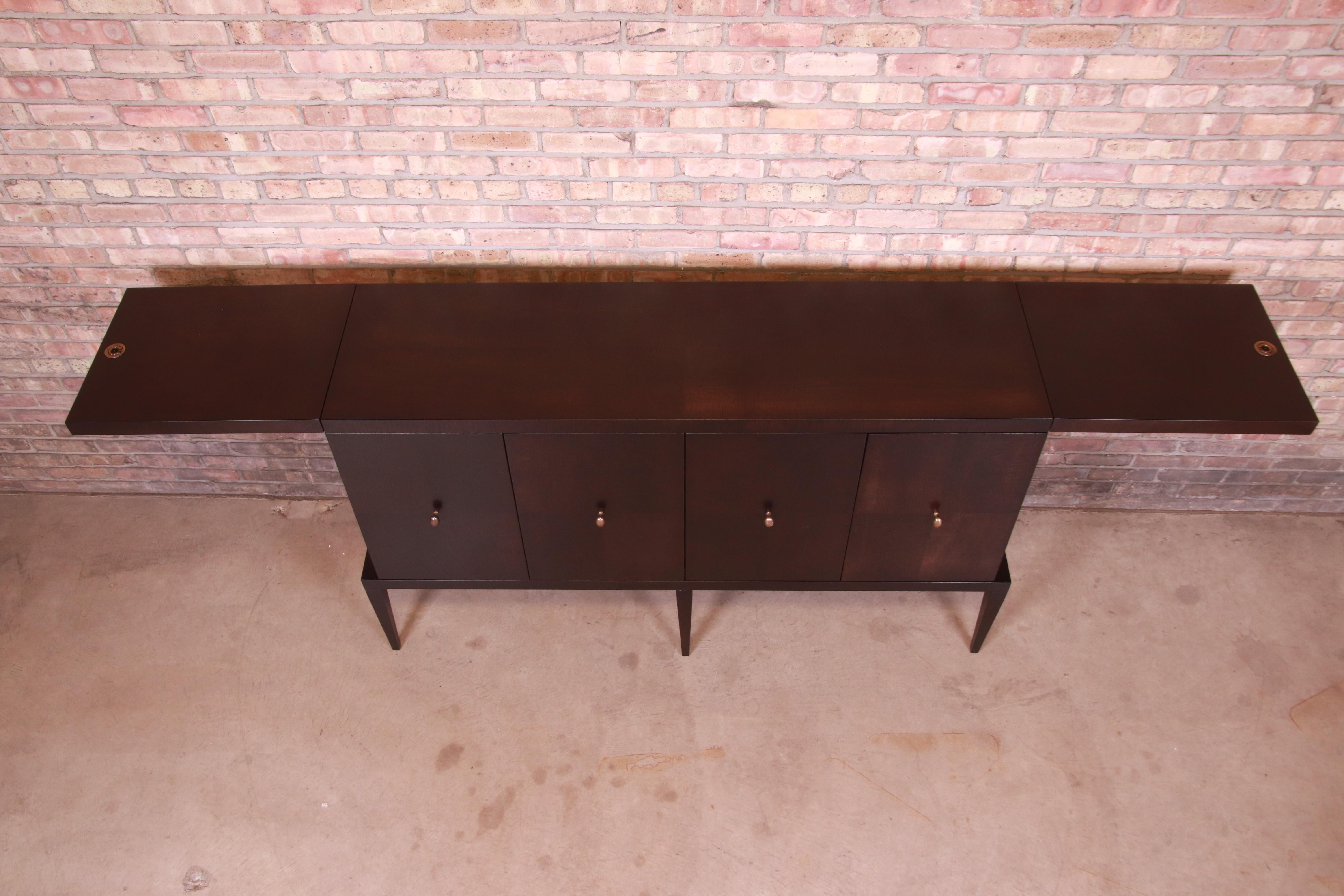 Baker Furniture Modern Hollywood Regency Sideboard or Bar Cabinet, Refinished 7